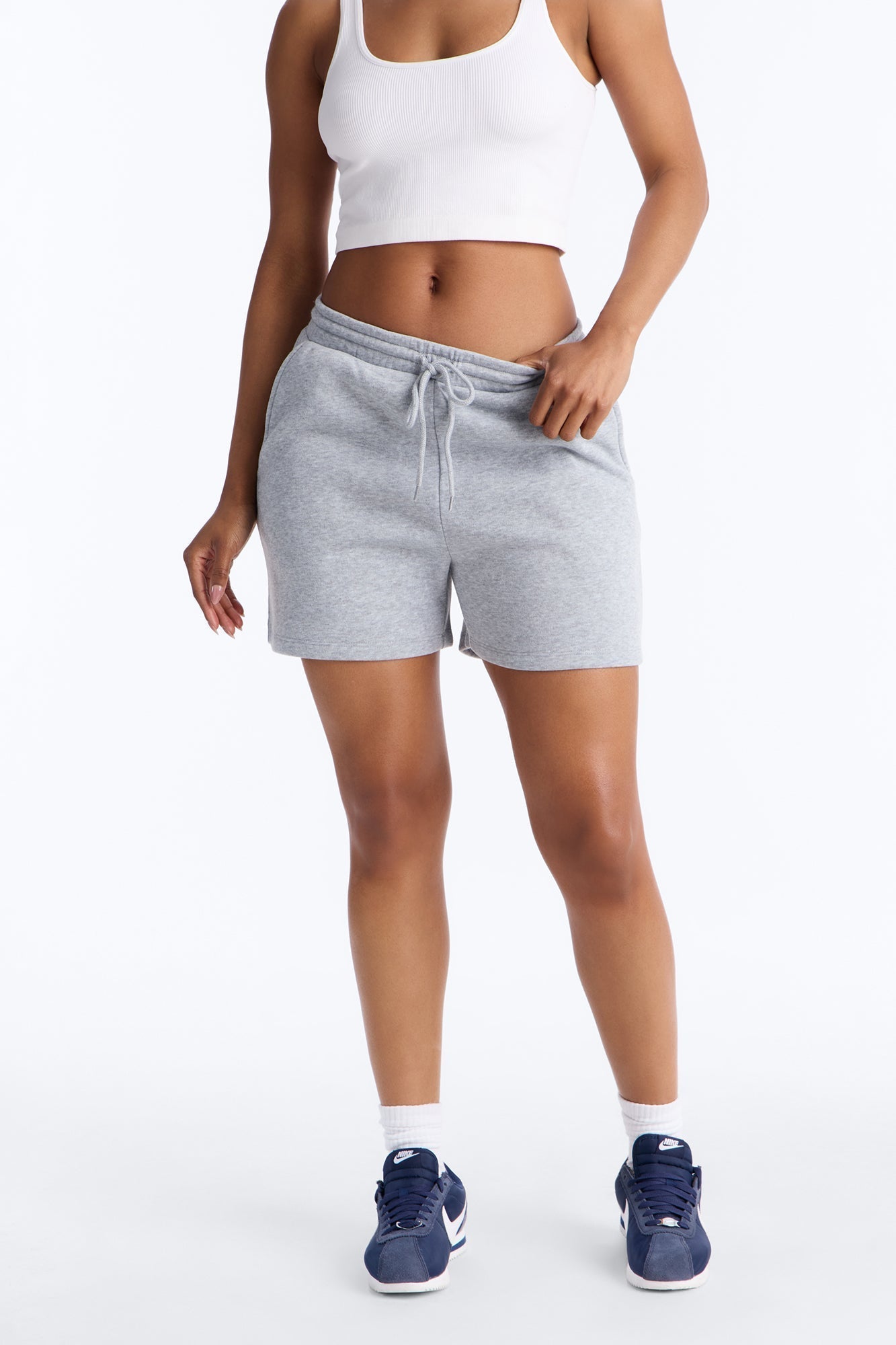 Jennifer Fleece Lounge Sweatshort - Heather Grey