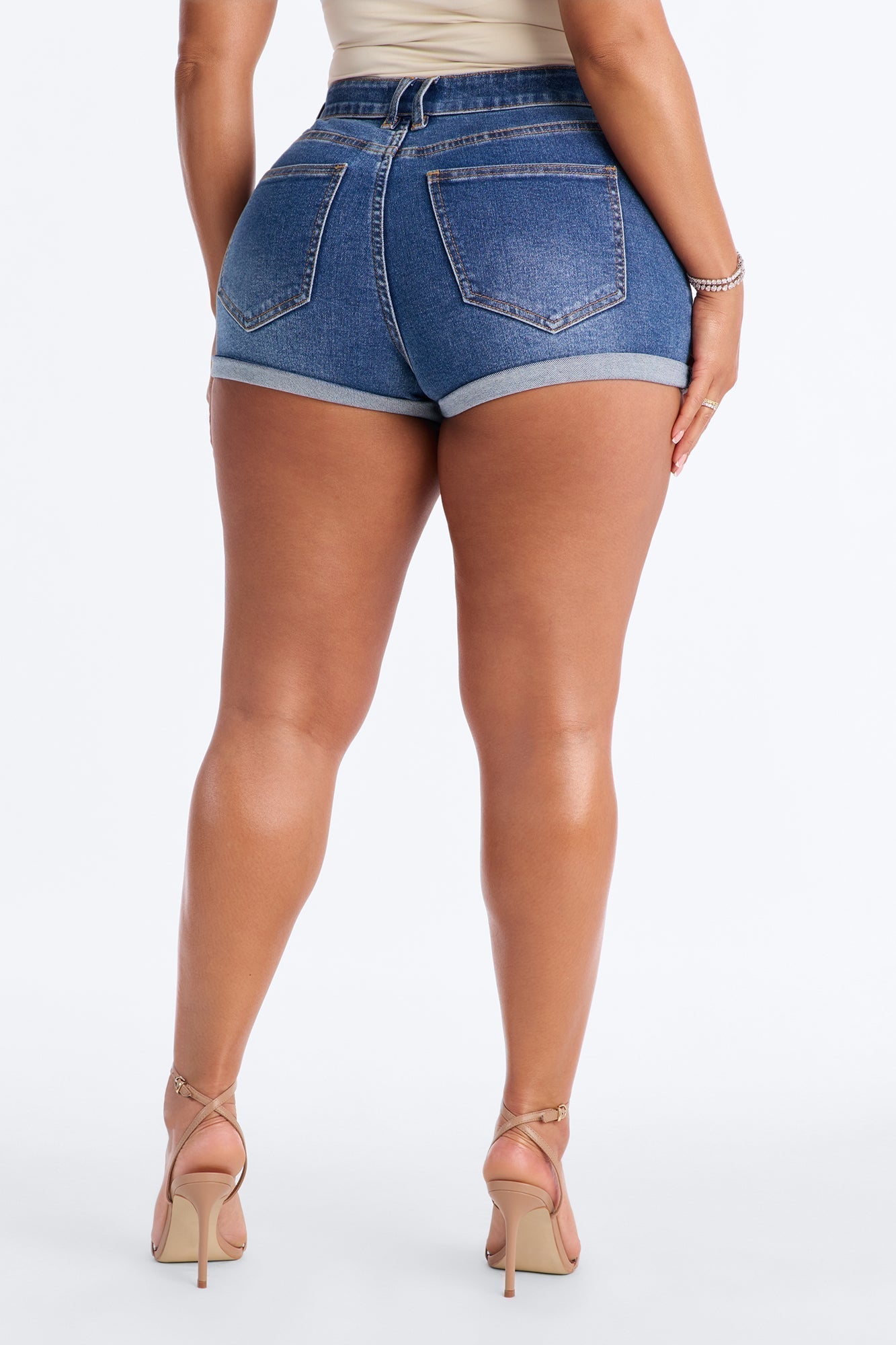 Rockaway Rolled Cuff Stretch Denim Shorts - Medium Wash