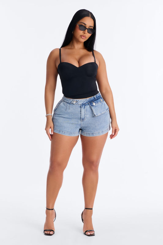 Key Biscayne Cargo Stretch Denim Shorts - Light Wash