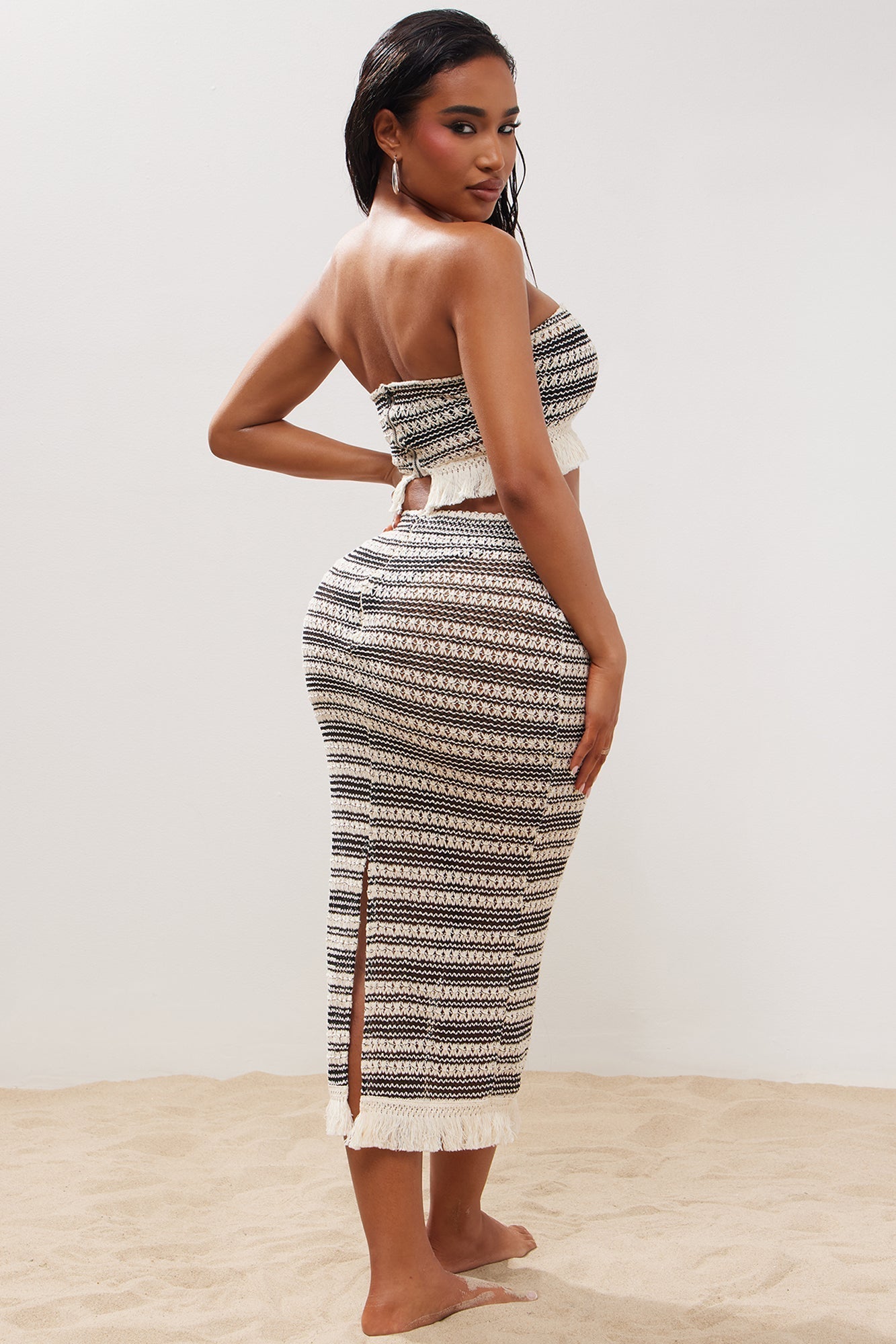 Mornings In Tulum Cover Up Skirt Set - White/Black