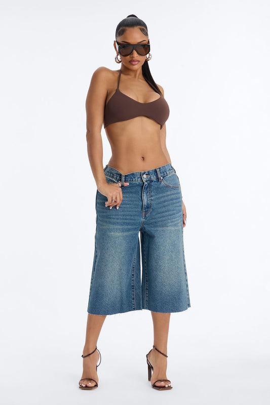 Fitting In Easy Waist Basic Denim Jorts - Vintage Wash
