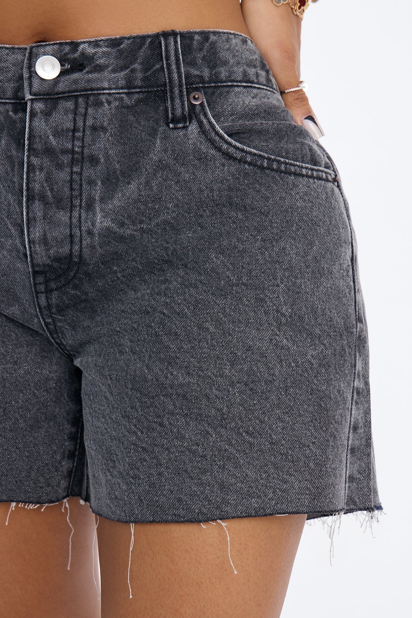 Gone Away Vacation Denim Shorts - Black Wash