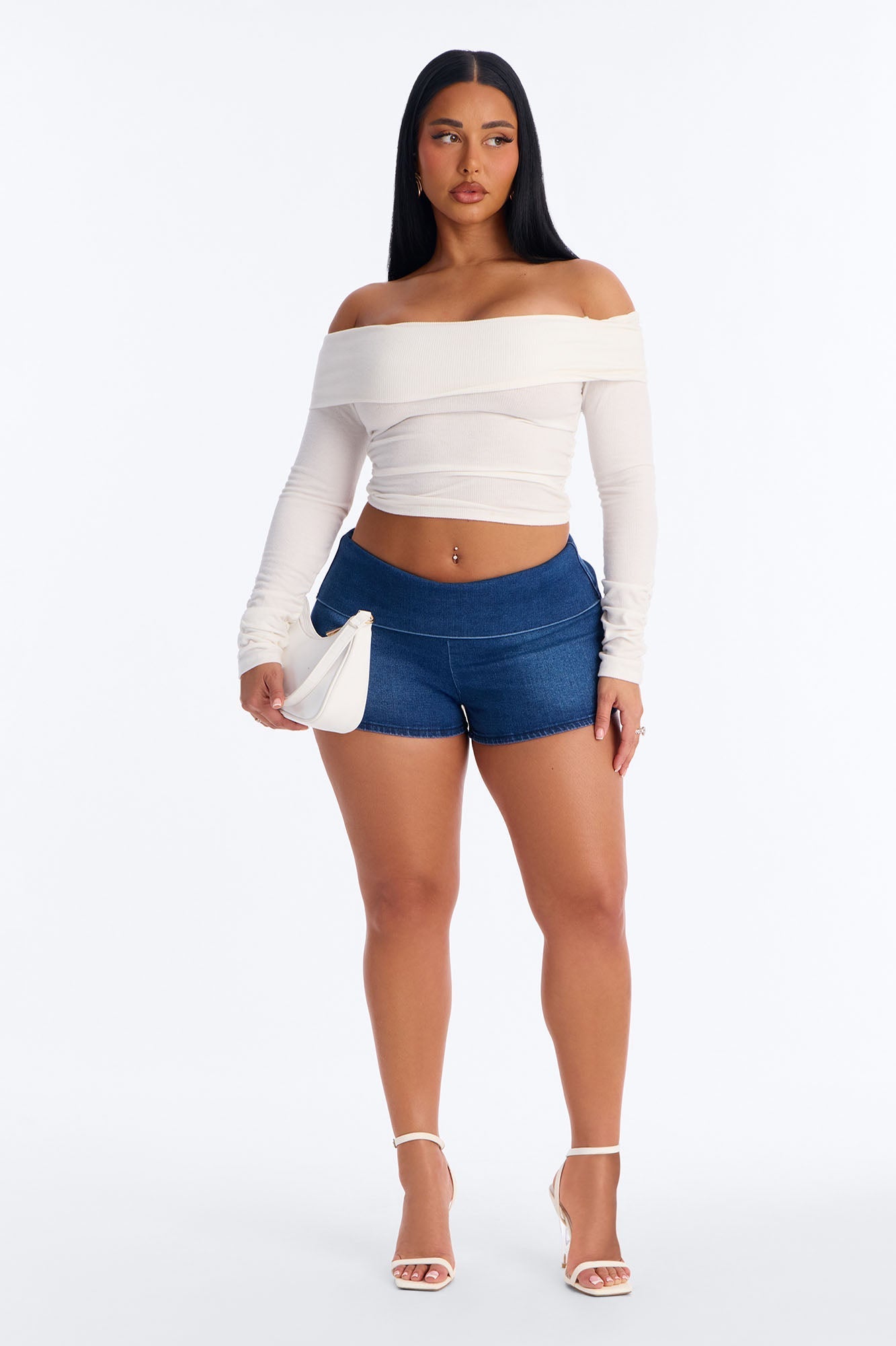 Show It Off Foldover Micro Denim Short - Medium Wash