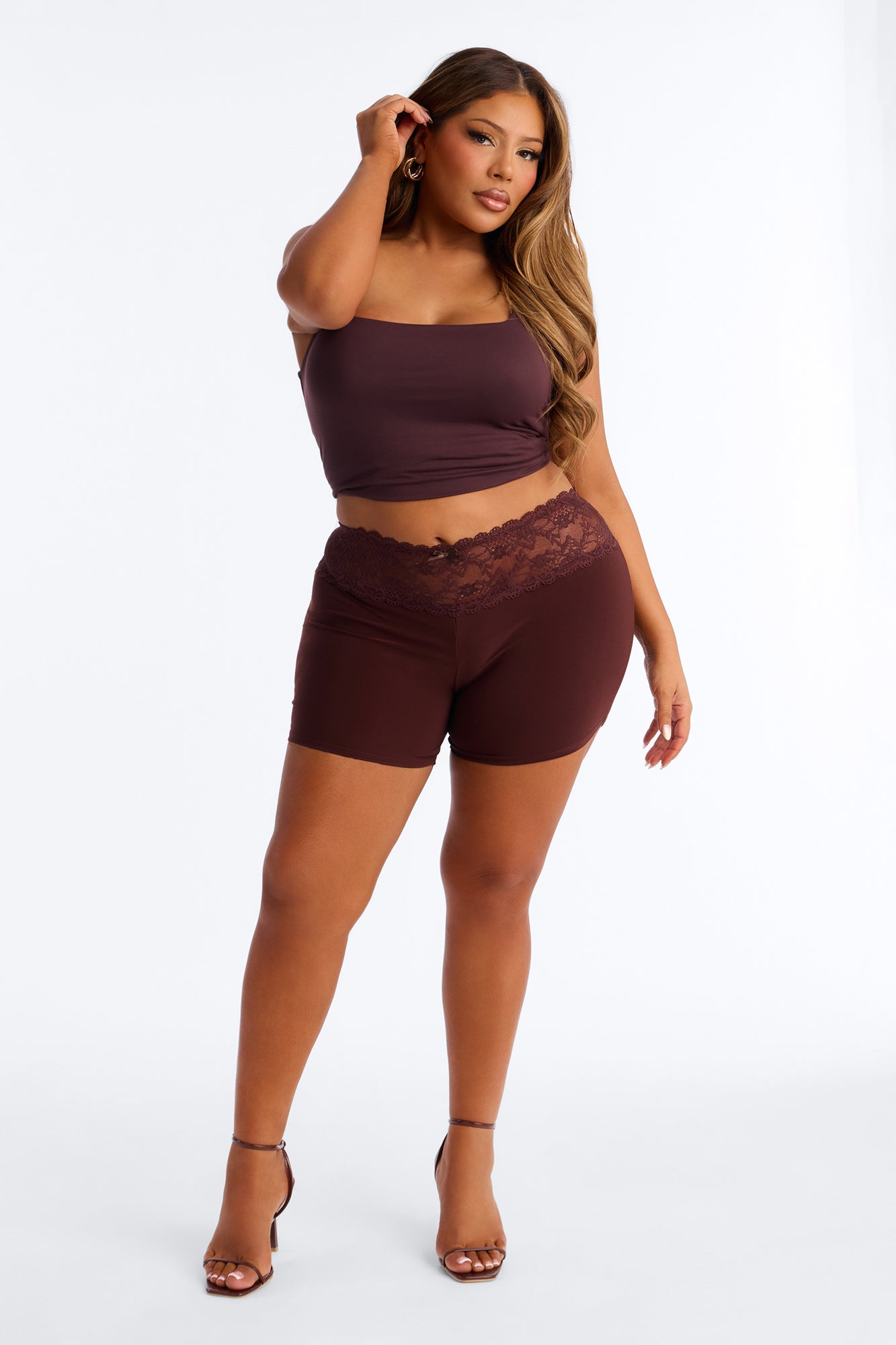 Laced And Locked Low Rise Biker Short - Chocolate