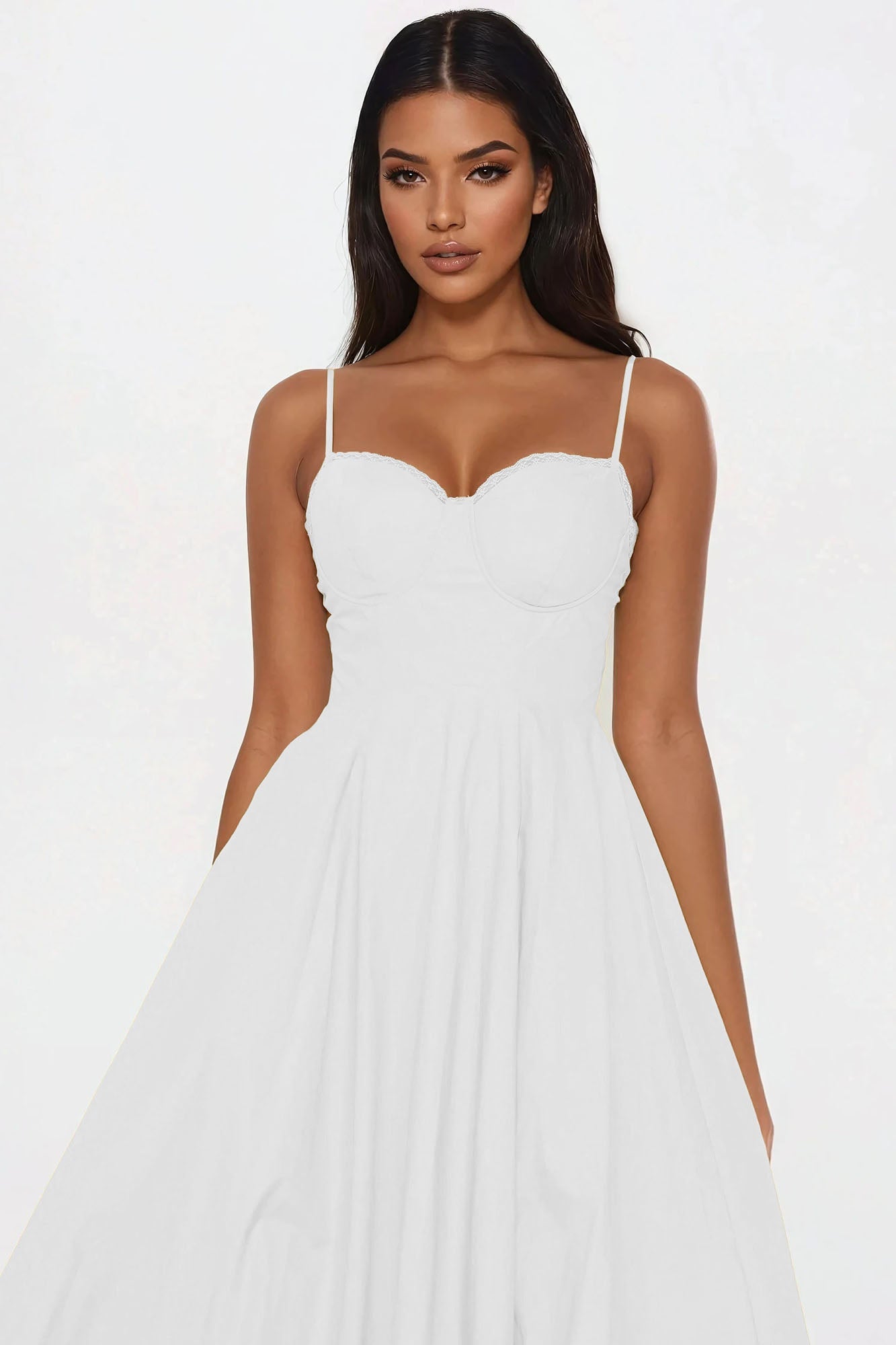 Daya Corset Poplin Midi Dress - White