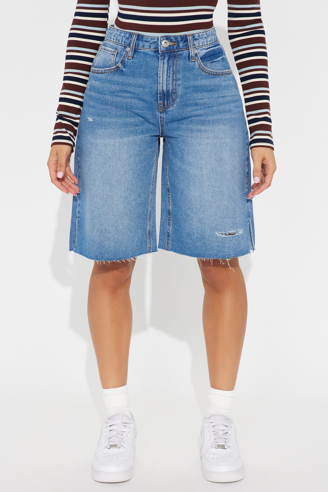 Deliah Baggy Denim Jorts - Medium Wash