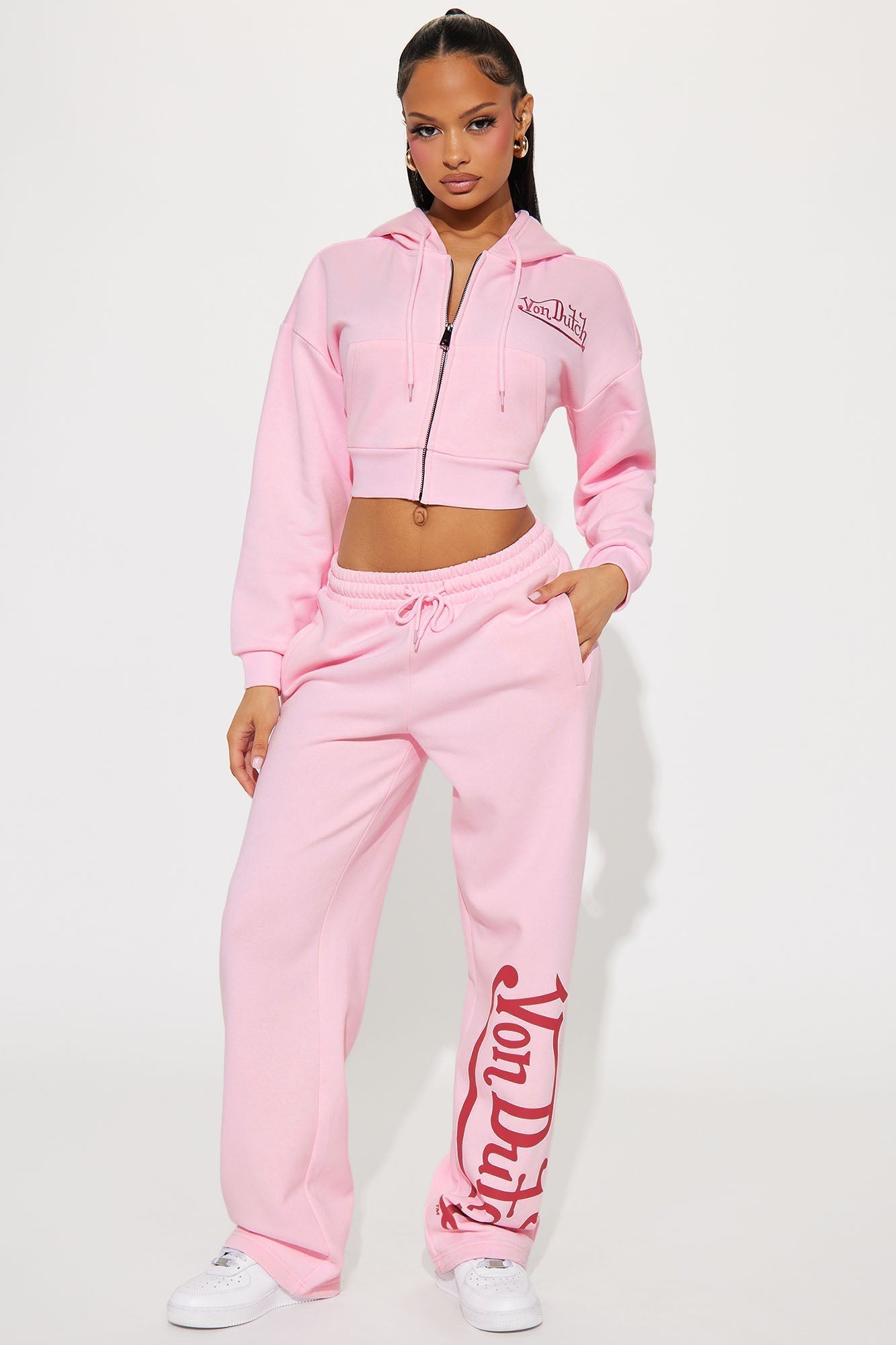 Von Dutch Wide Leg Pant - Light Pink
