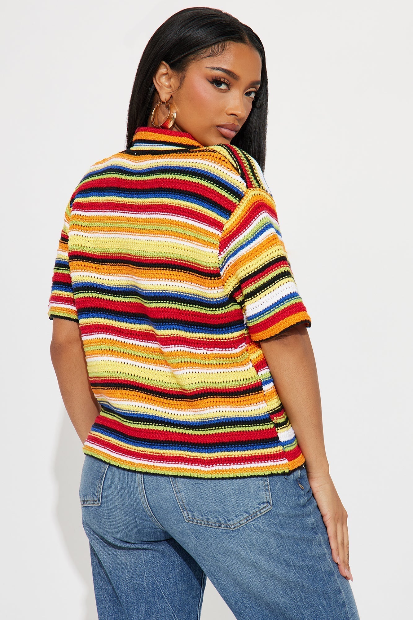 Vivid Dreams Short Sleeve Crochet Cardigan - Multi Color