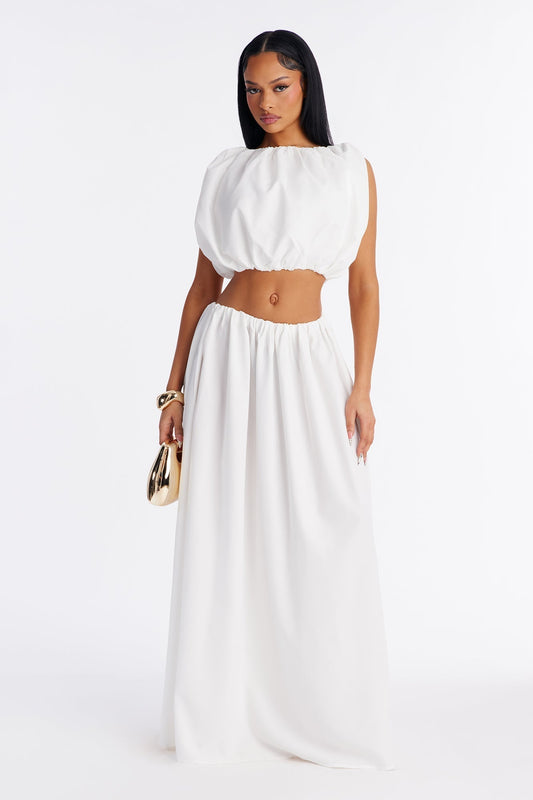 Willow Poplin Maxi Skirt - White