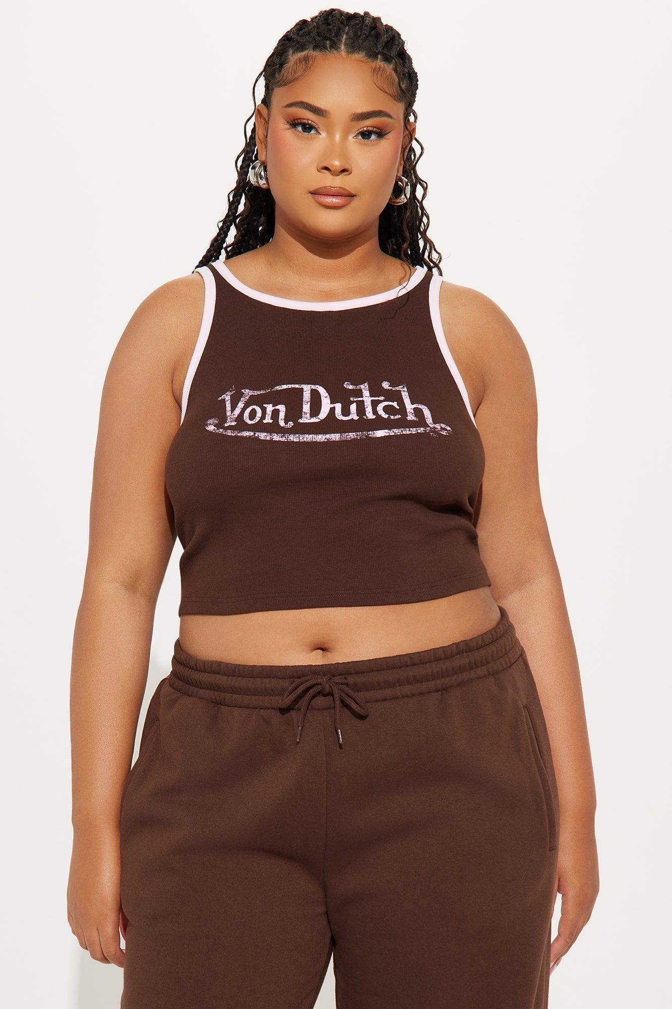 Von Dutch Ringer Tank Top - Brown