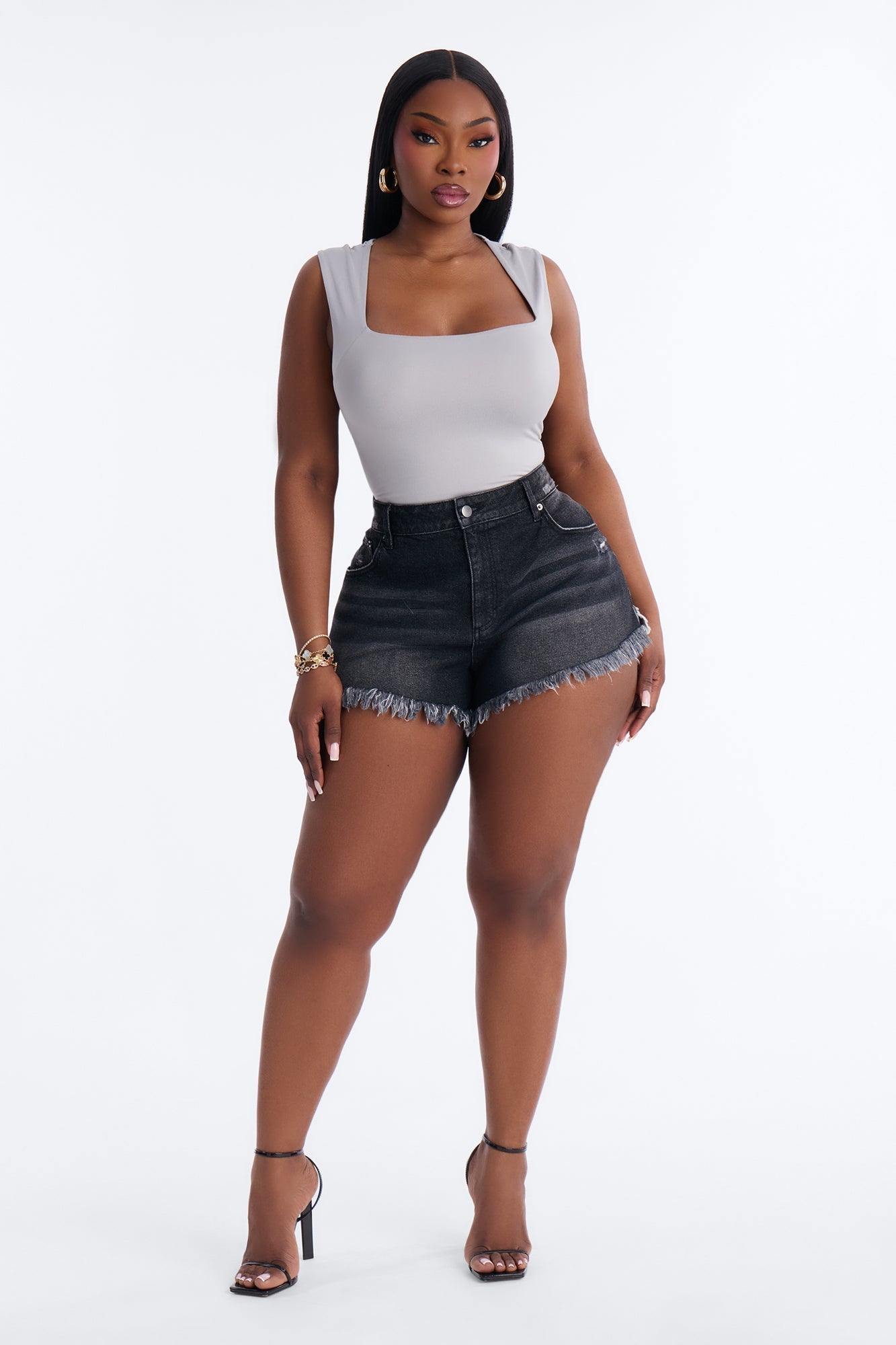 Brooklyn Cut Off Denim Shorts - Black Wash