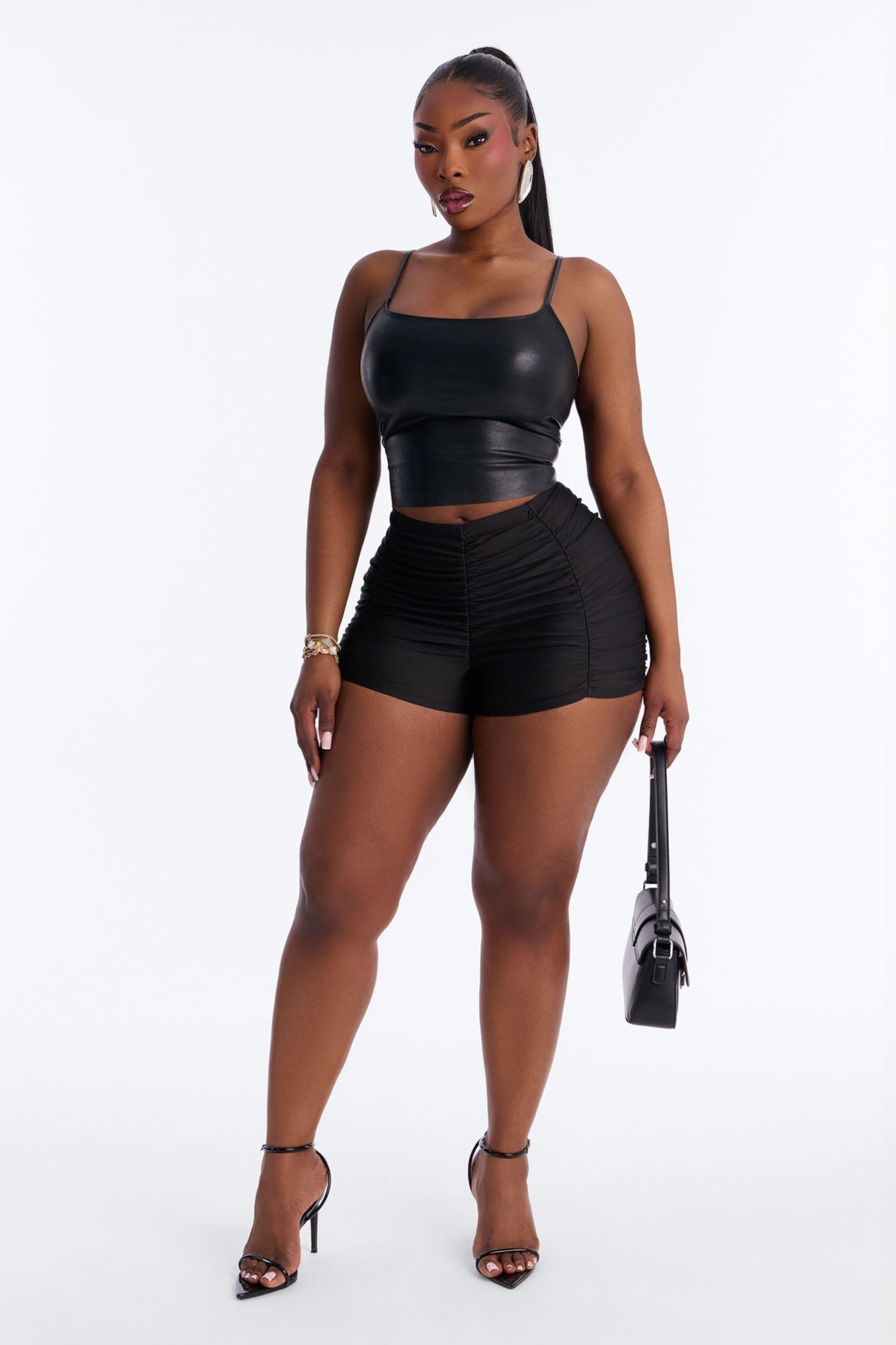 Ari Low Rise Ruched Micro Short - Black
