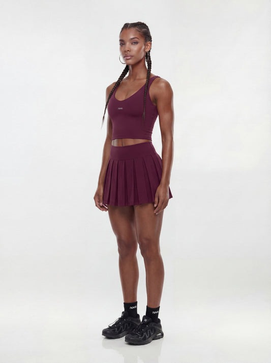 ProStretch™ Pleated Mini Skort - Merlot