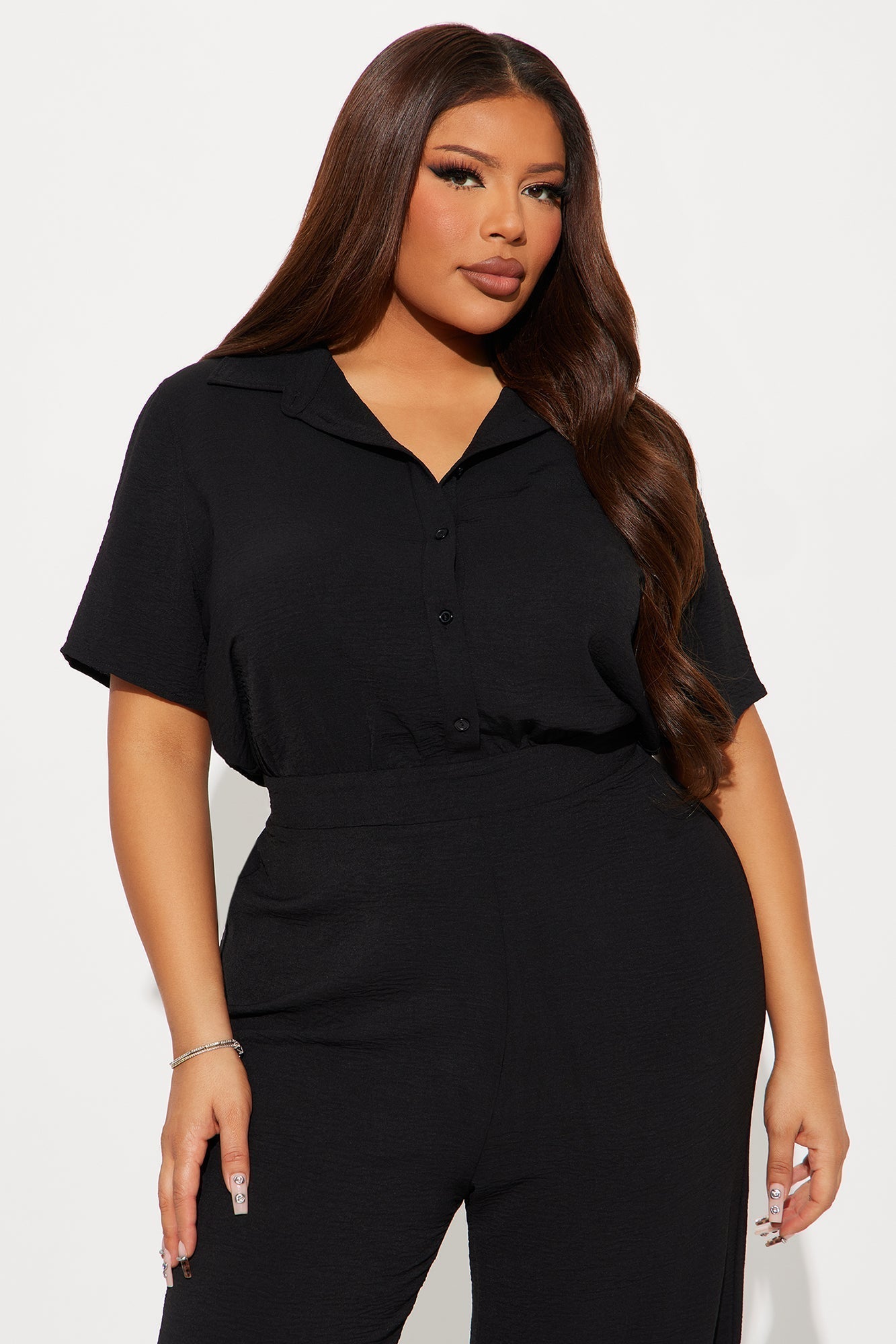 Makenzie Short Sleeve Jumpsuit - Black