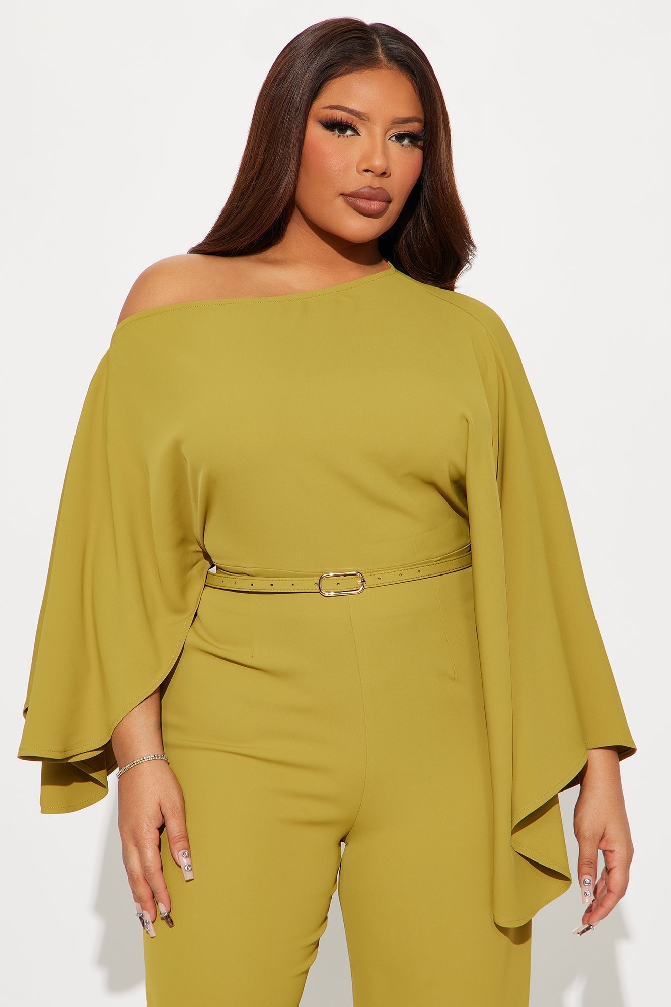 Meeting Adjourned Long Sleeve Belted Jumpsuit - Mustard
