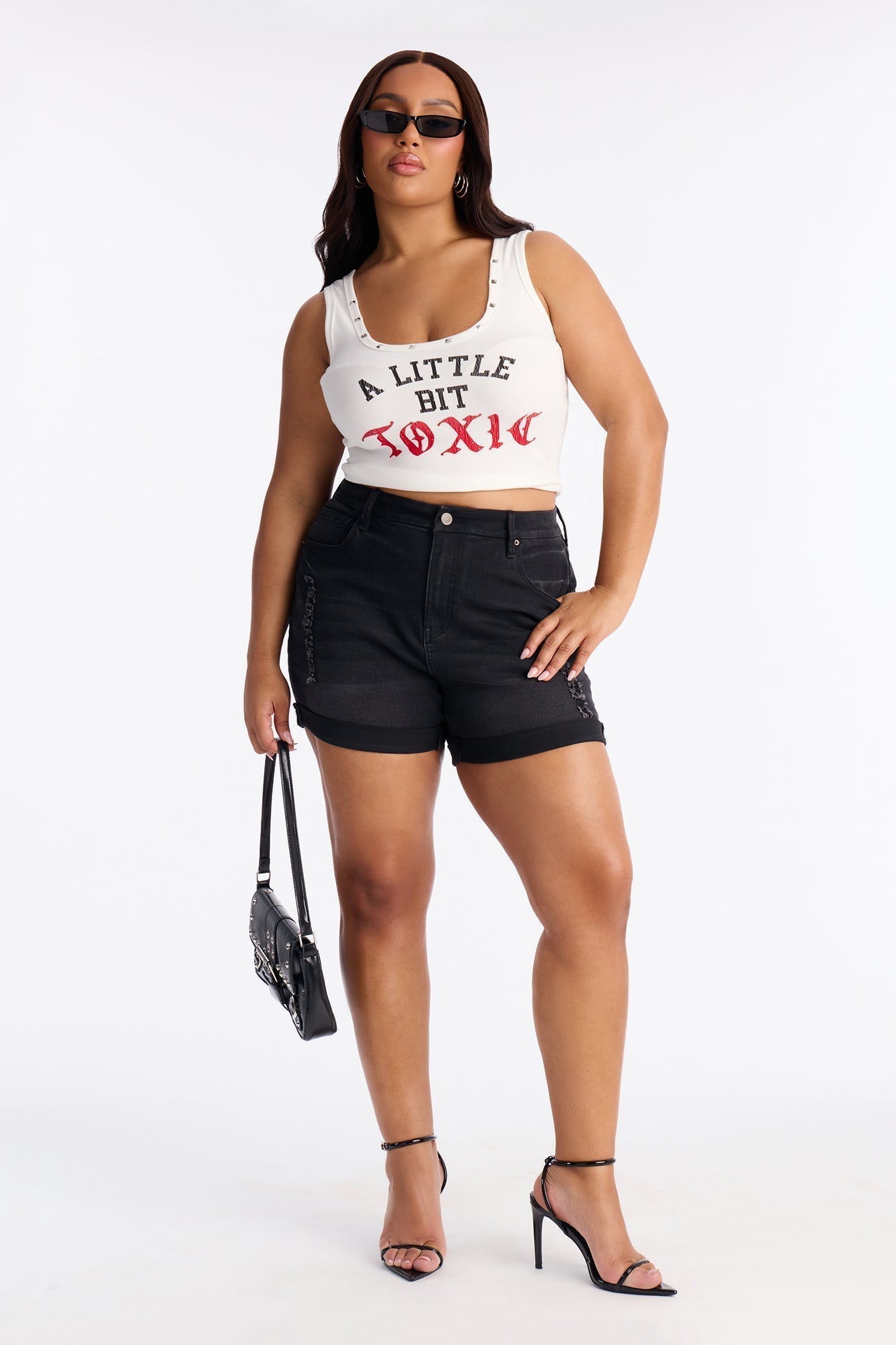Heaven Sent Cuffed Denim Mom Shorts - Black Wash