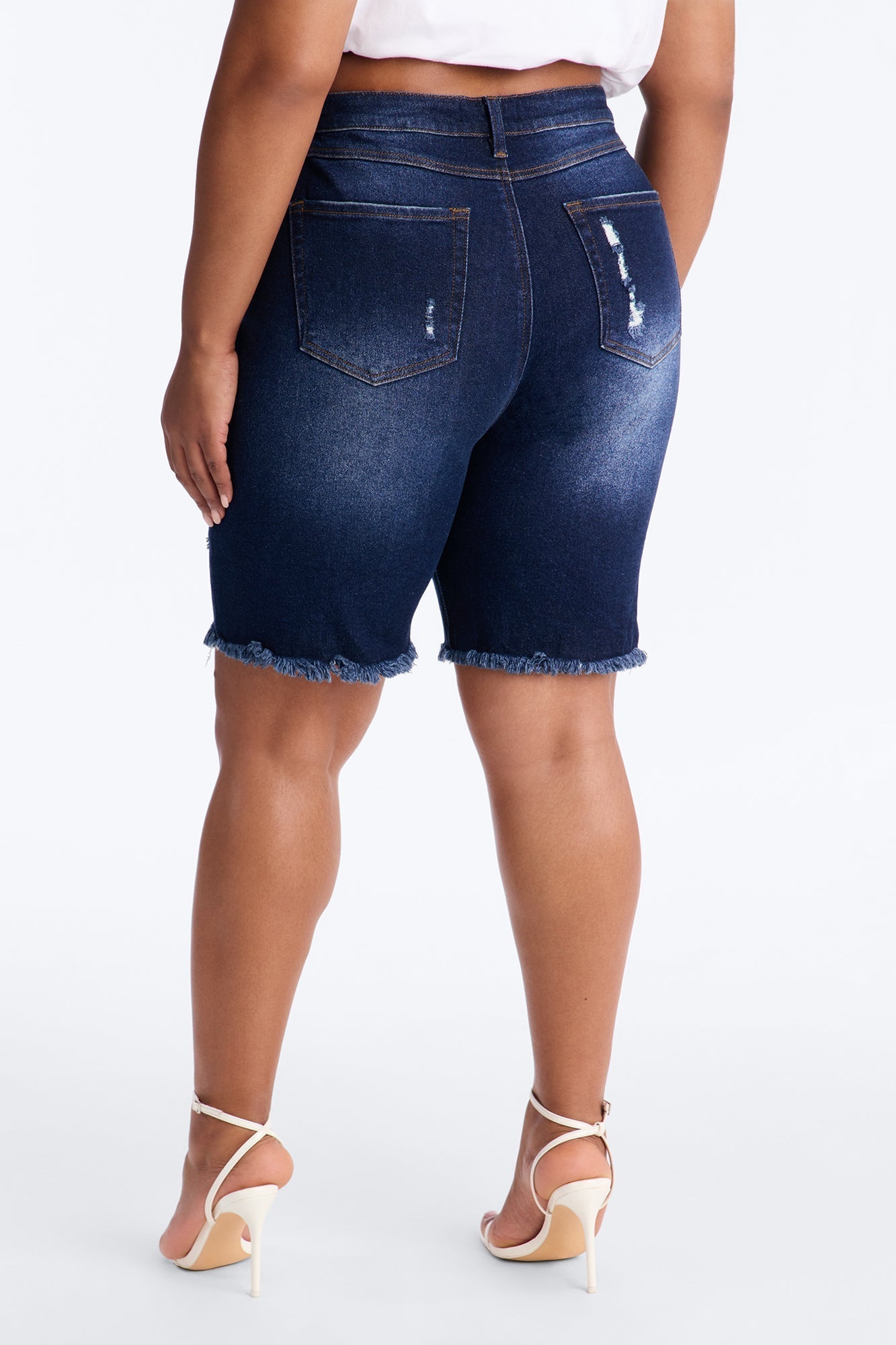 Came To Win Stretch Denim Bermuda Shorts - Dark Wash