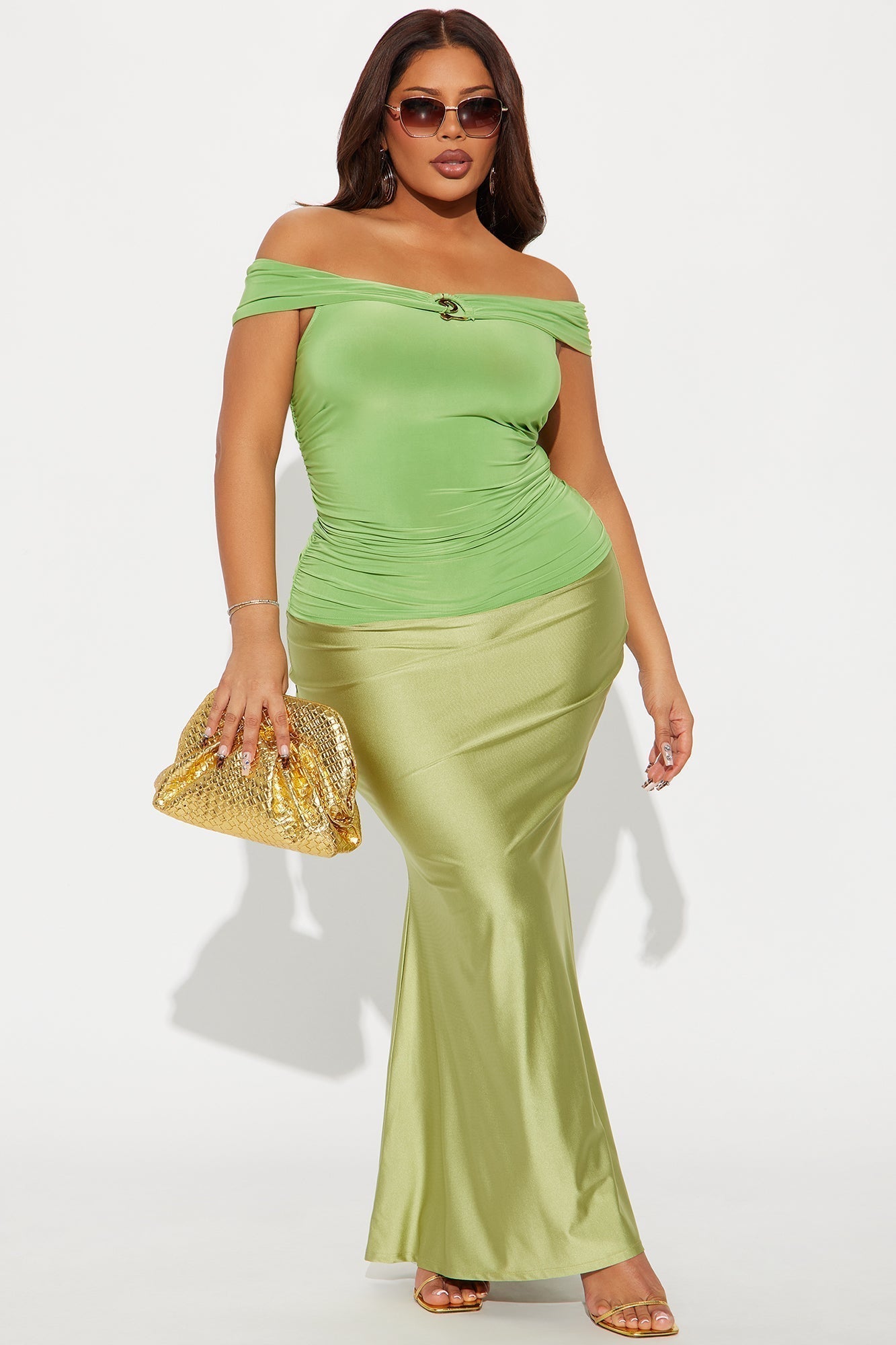Kiki Mermaid Jersey Maxi Skirt - Sage