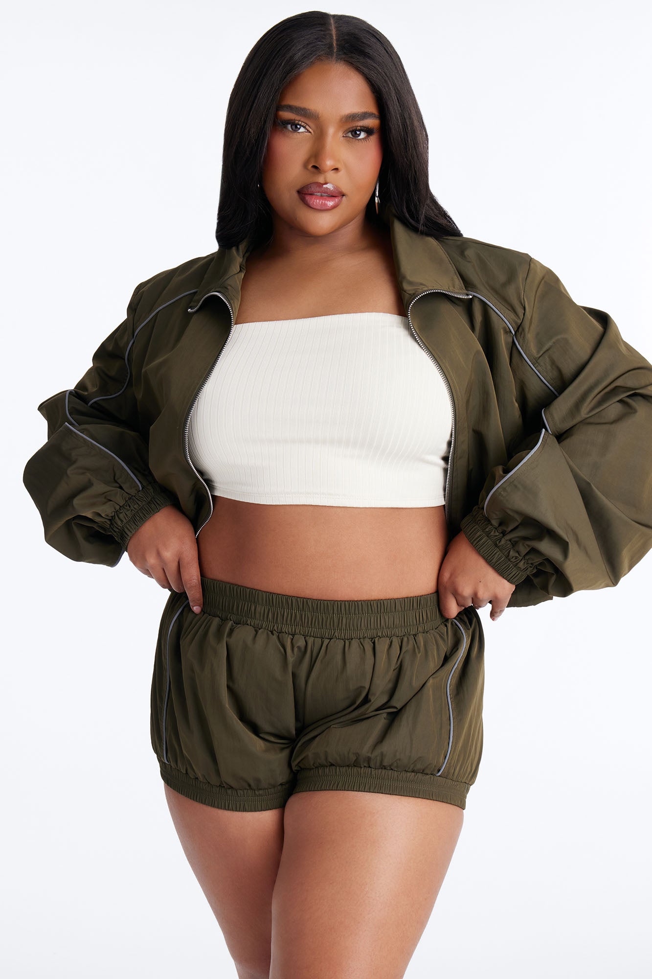 Make A Move Windbreaker Bloomer Shorts - Olive
