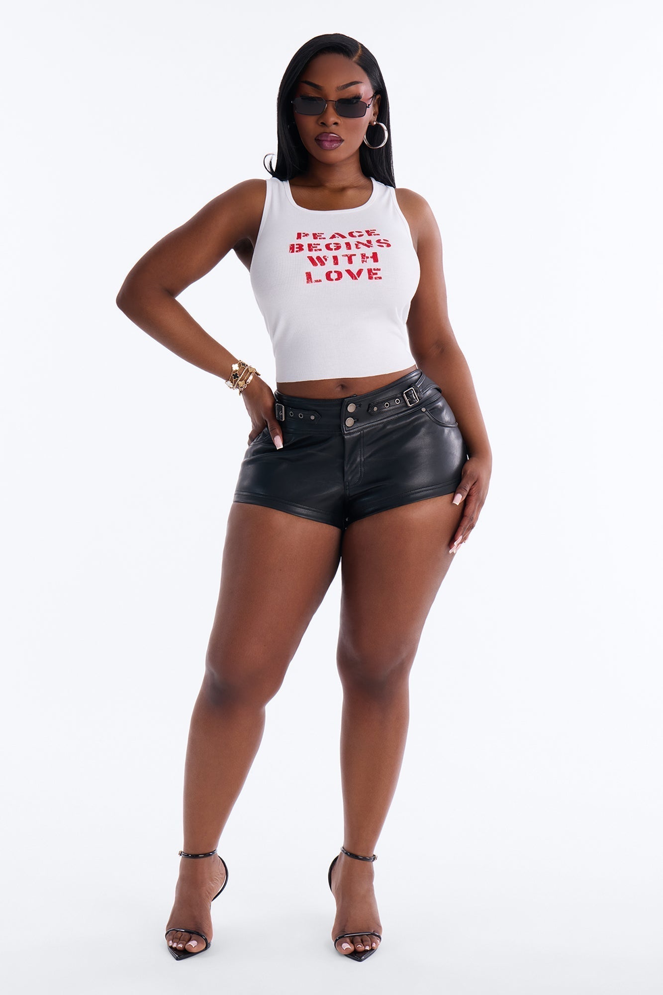 Hard To Forget Belted Low Rise Faux Leather Micro Short - Black