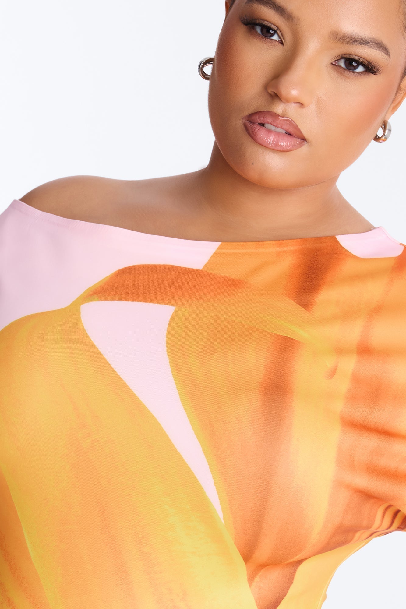 Gardenia One Shoulder Floral Midi Dress - Orange/combo