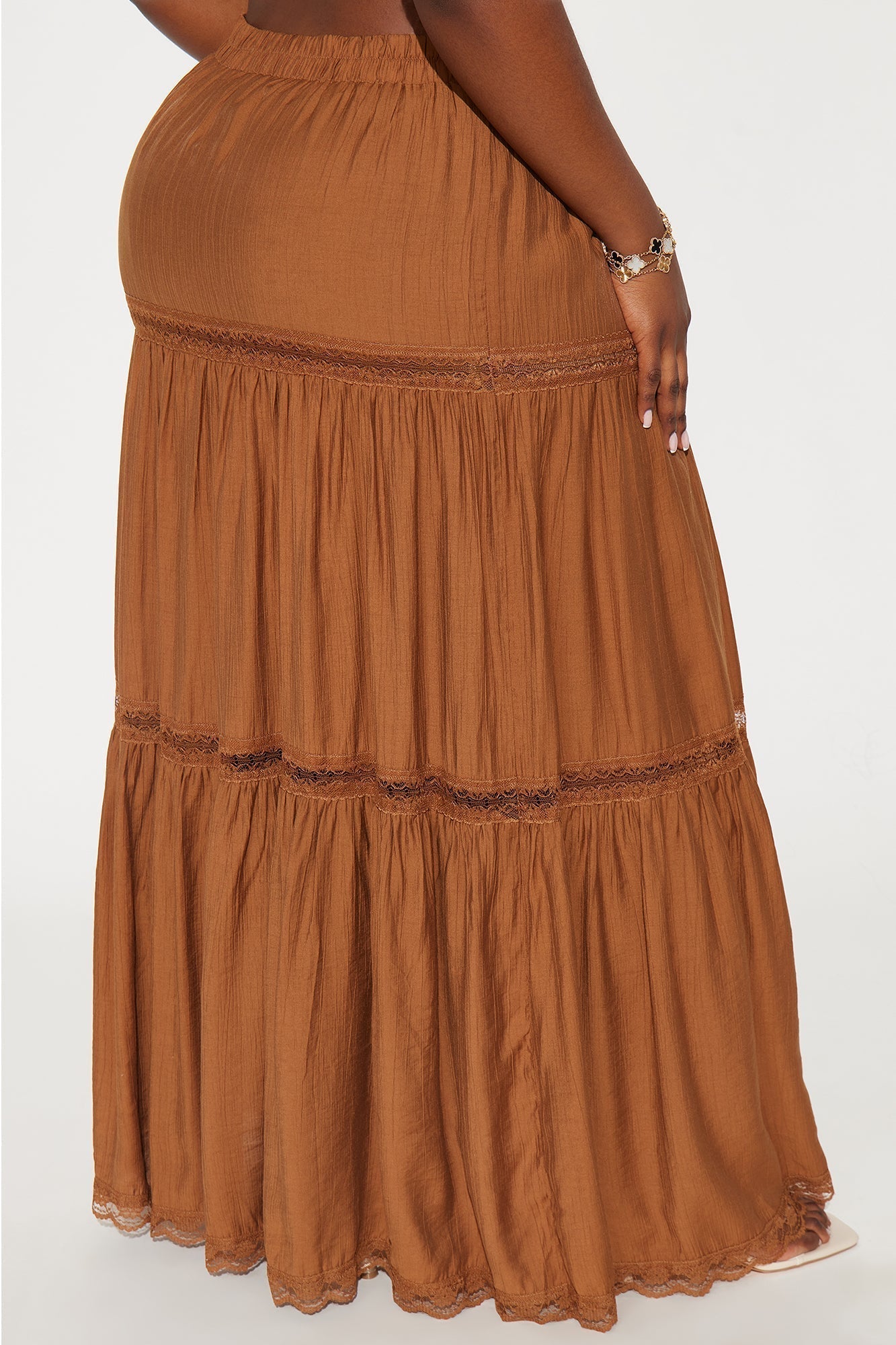 Natalia Tiered Gauze Maxi Skirt - Brown
