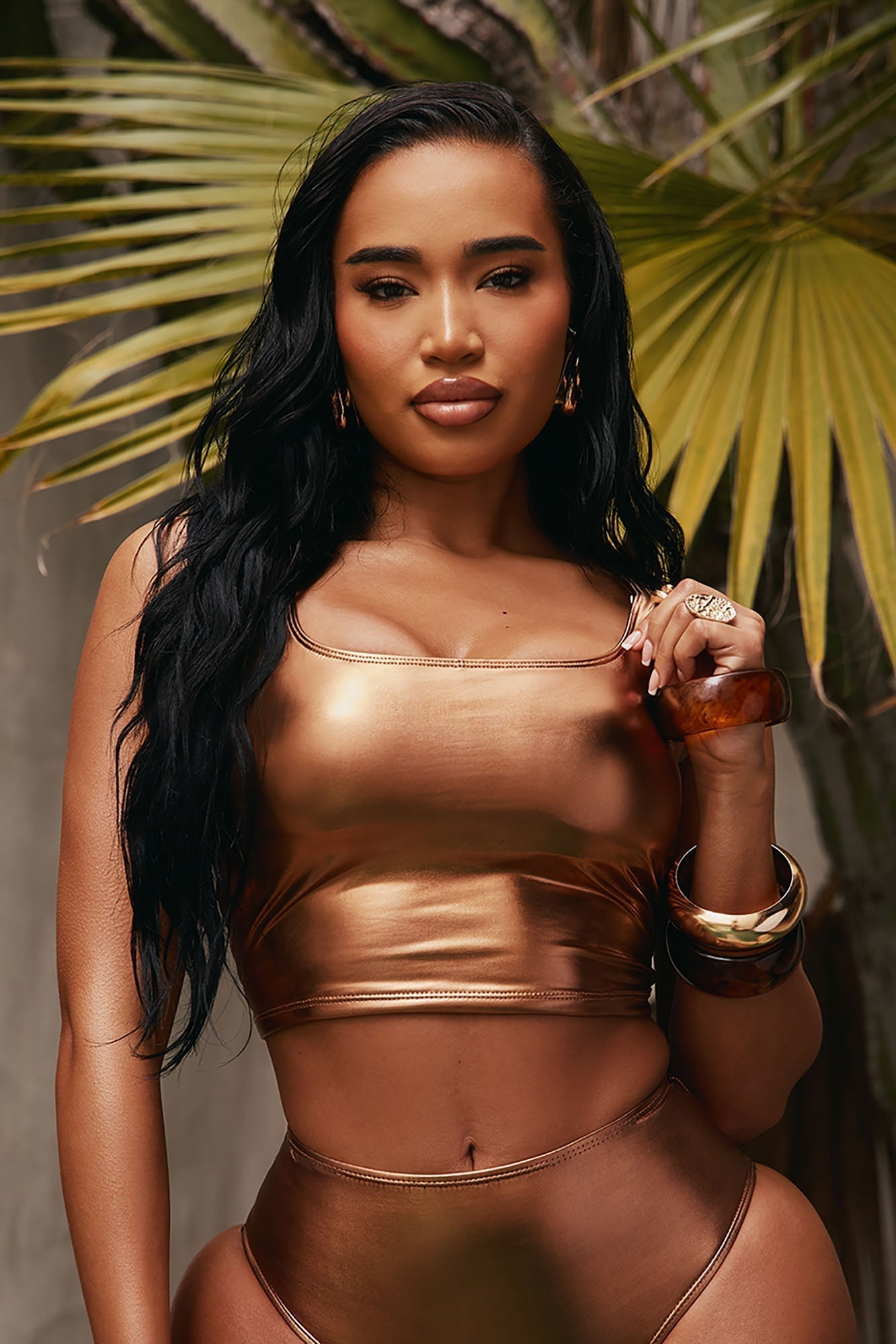 Maui Mix And Match Metallic Tank Bikini Top - Bronze