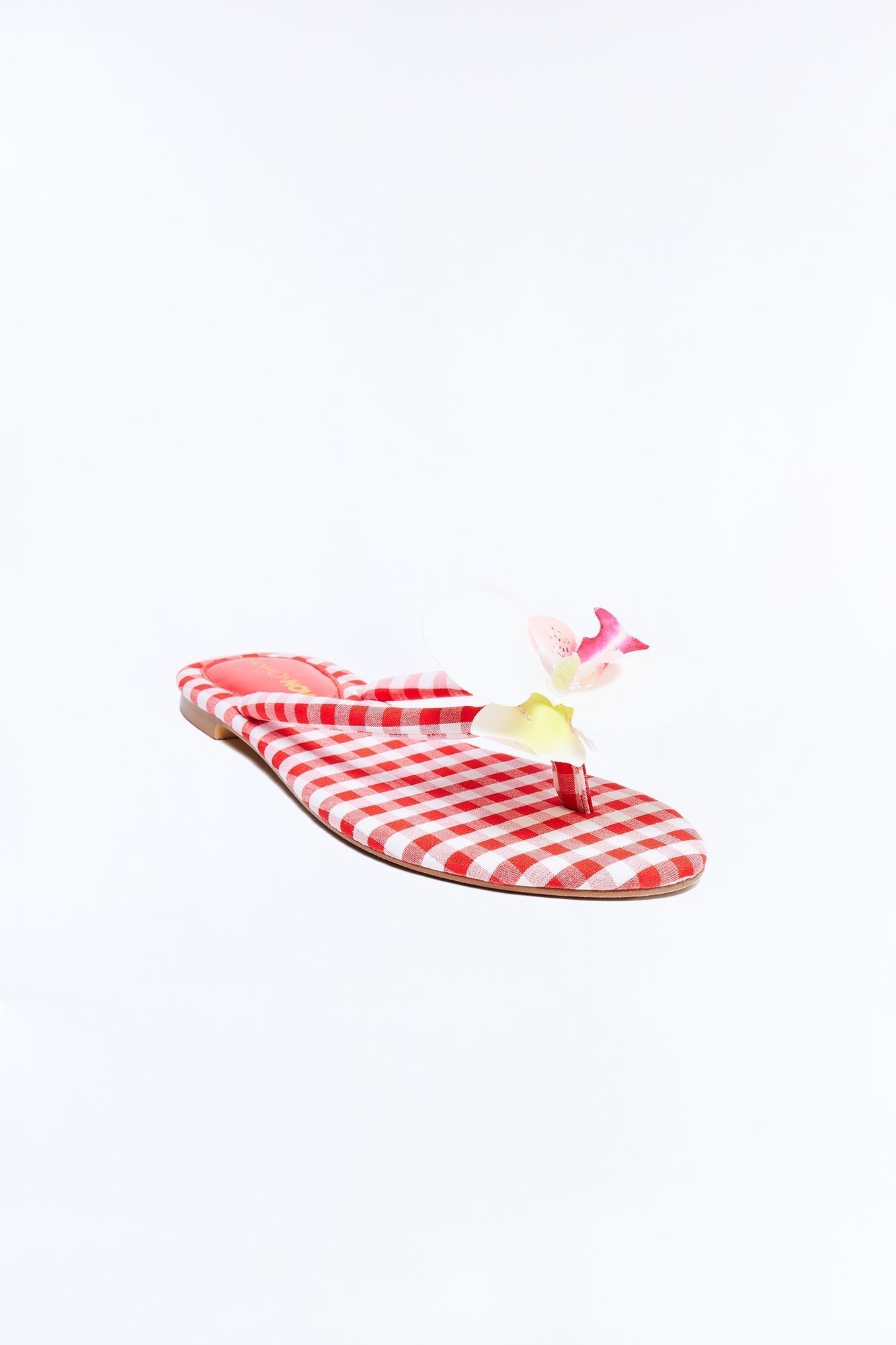 Ashbie Flower Gingham Flip Flops - Red