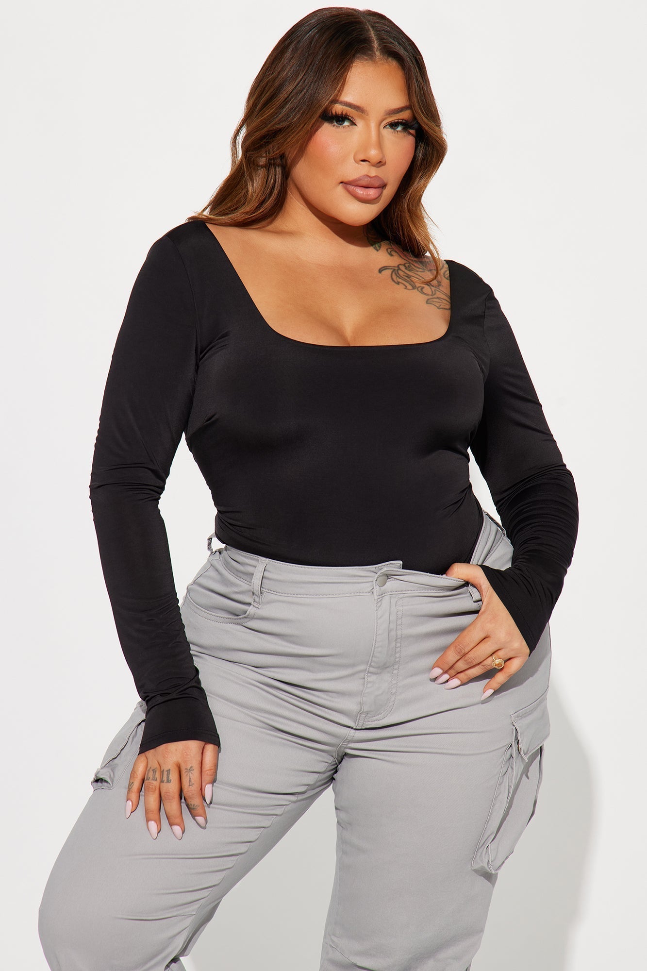 Katerina Long Sleeve Bodysuit - Black