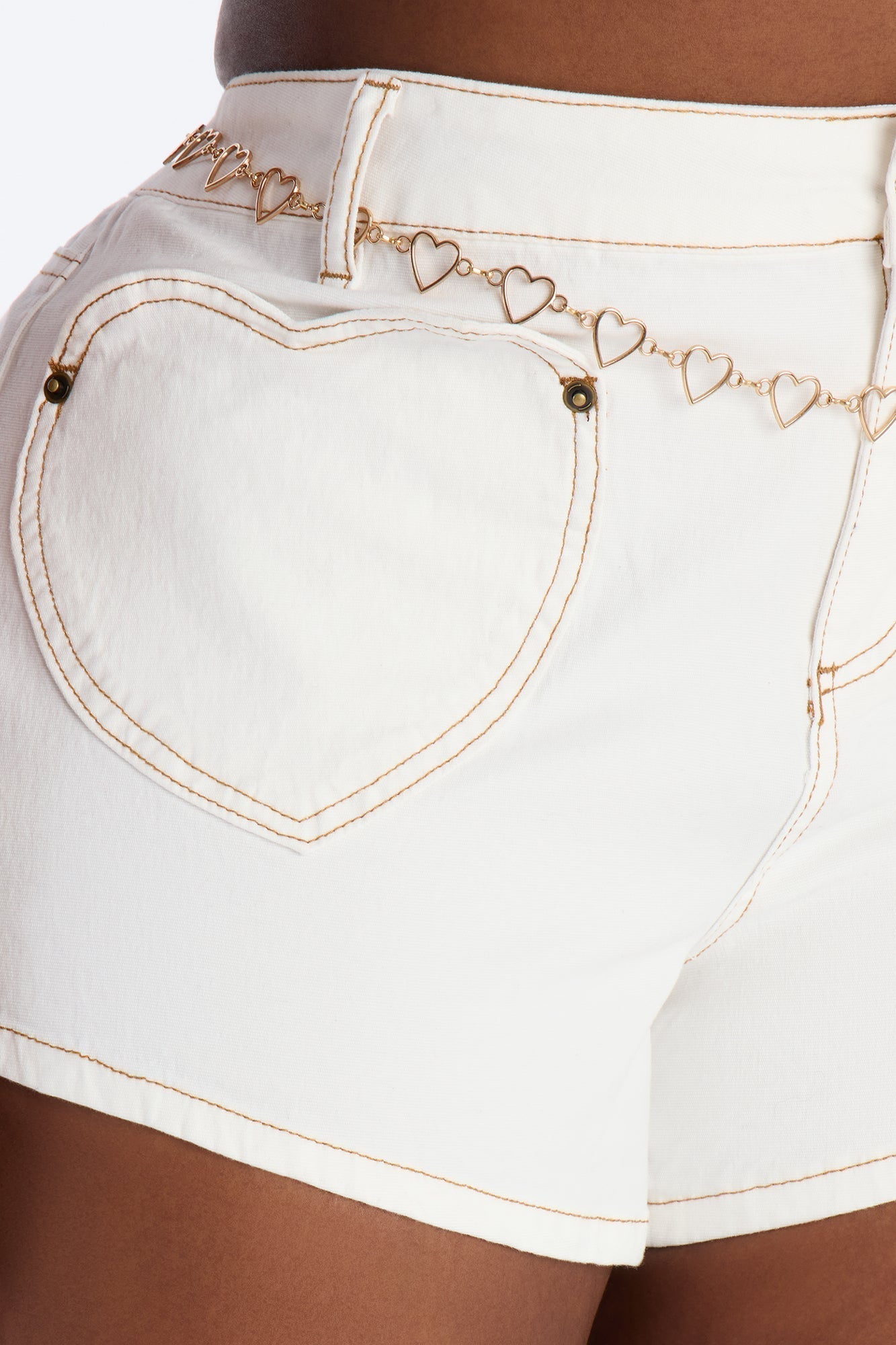 Cupid Baby Heart Belted Micro Short - White