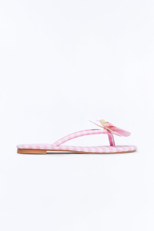 Ashbie Flower Gingham Flip Flops - Pink