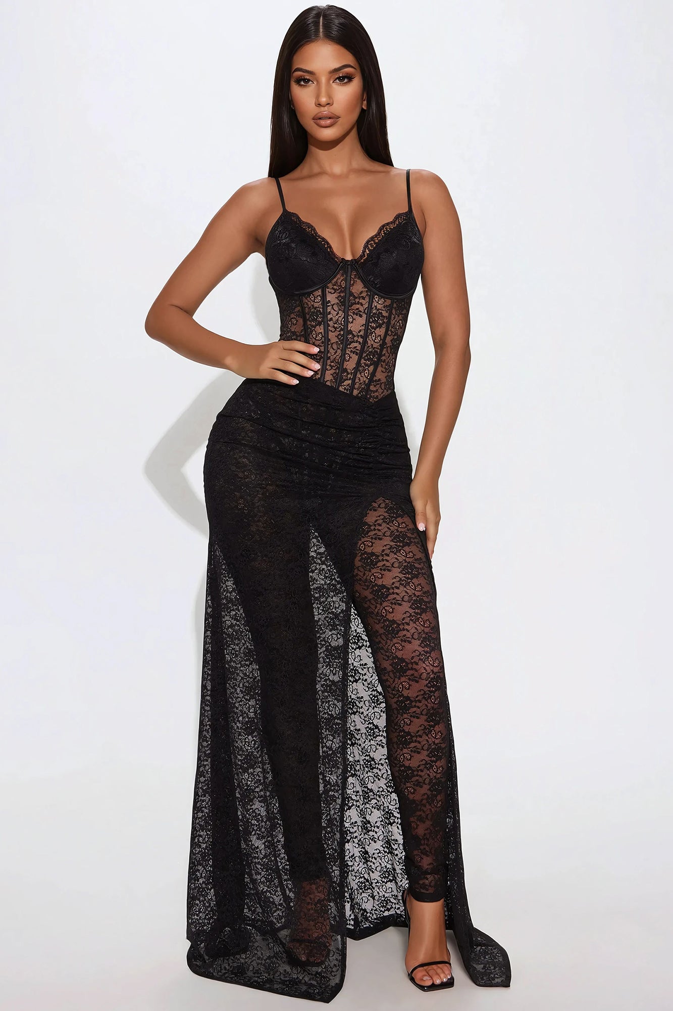 Miranda Sheer Lace Jumpsuit - Black