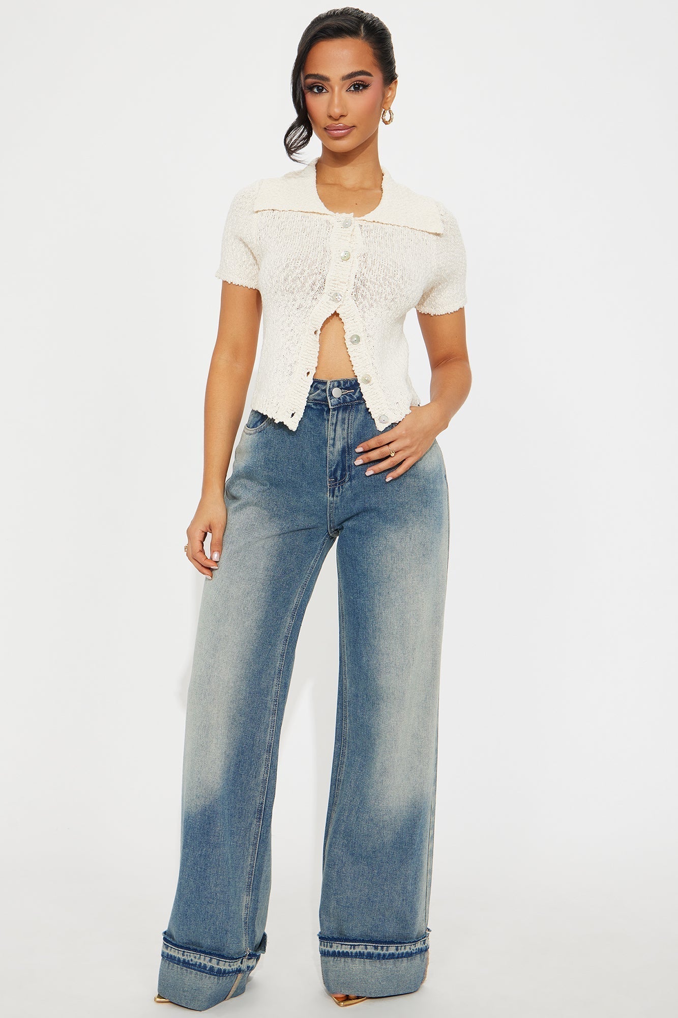 Pebble Beach Sweater Top - Cream