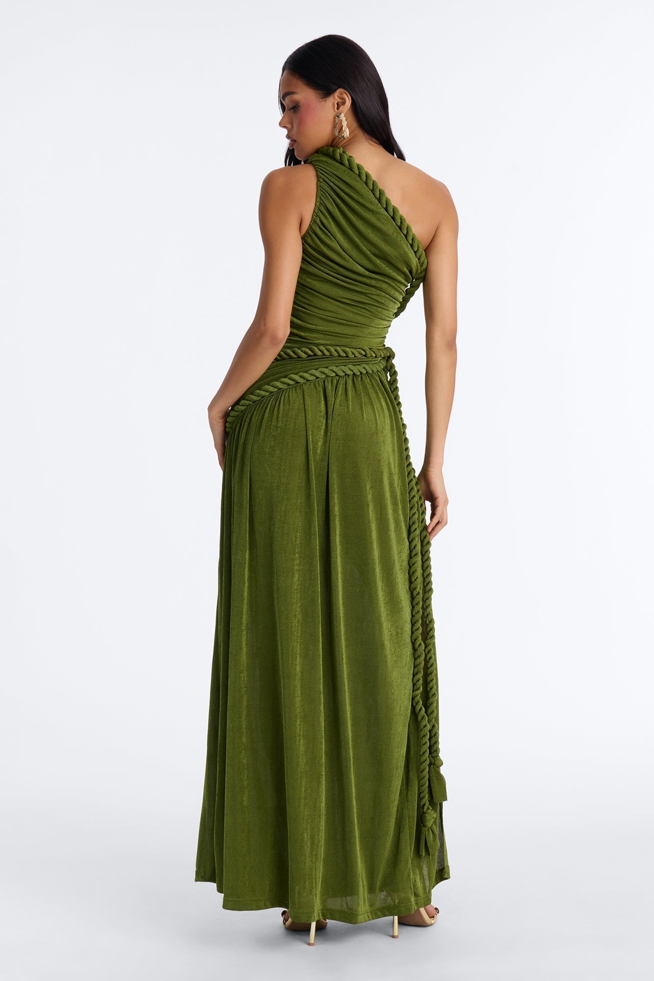 Corina Twist Slinky Maxi Dress - Olive