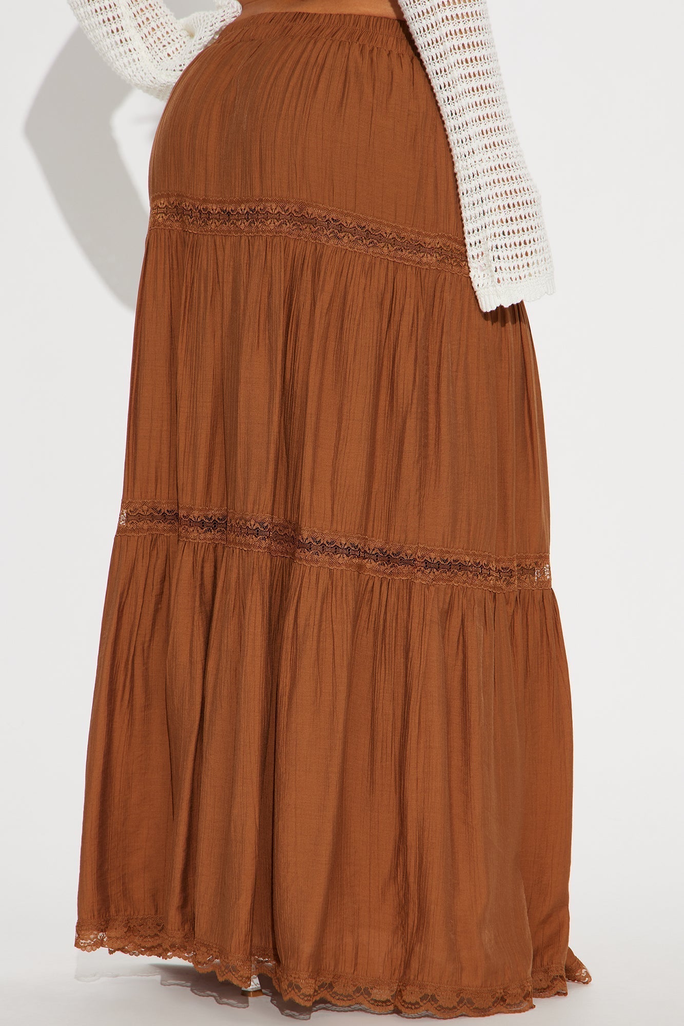 Natalia Tiered Gauze Maxi Skirt - Brown