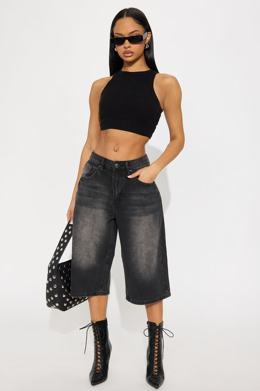 Classic Denim Jorts - Black Wash