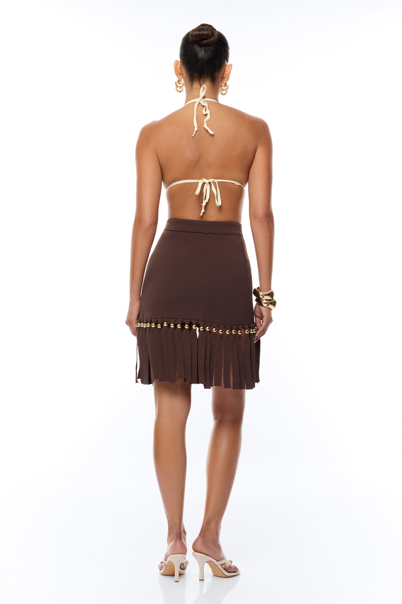 Jordyn Fringe Trim Mini Skirt - Chocolate