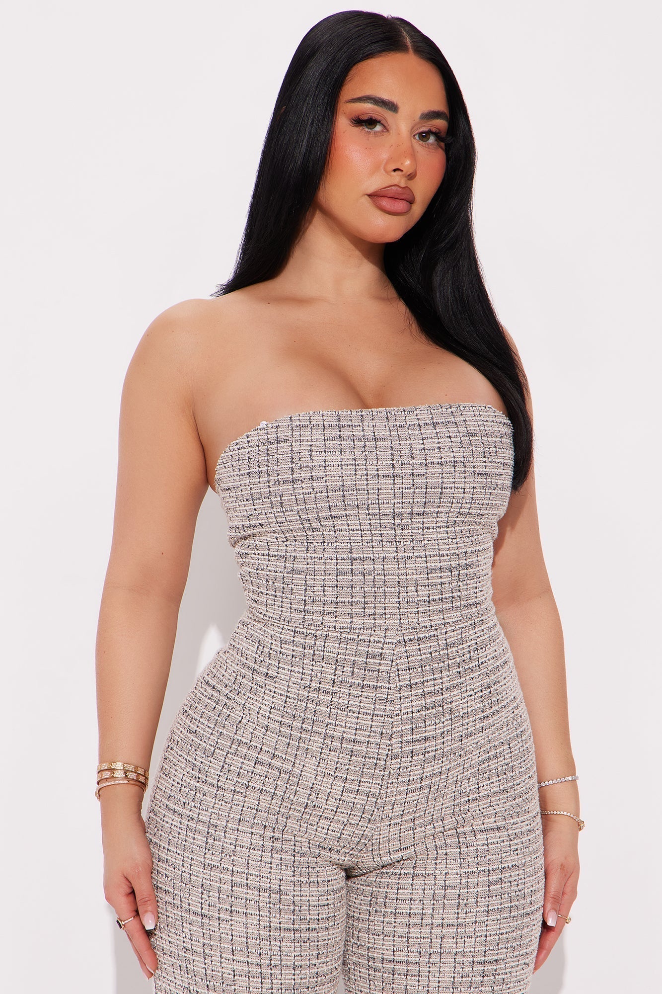 Brenley Stretch Tweed Jumpsuit - Pink/combo
