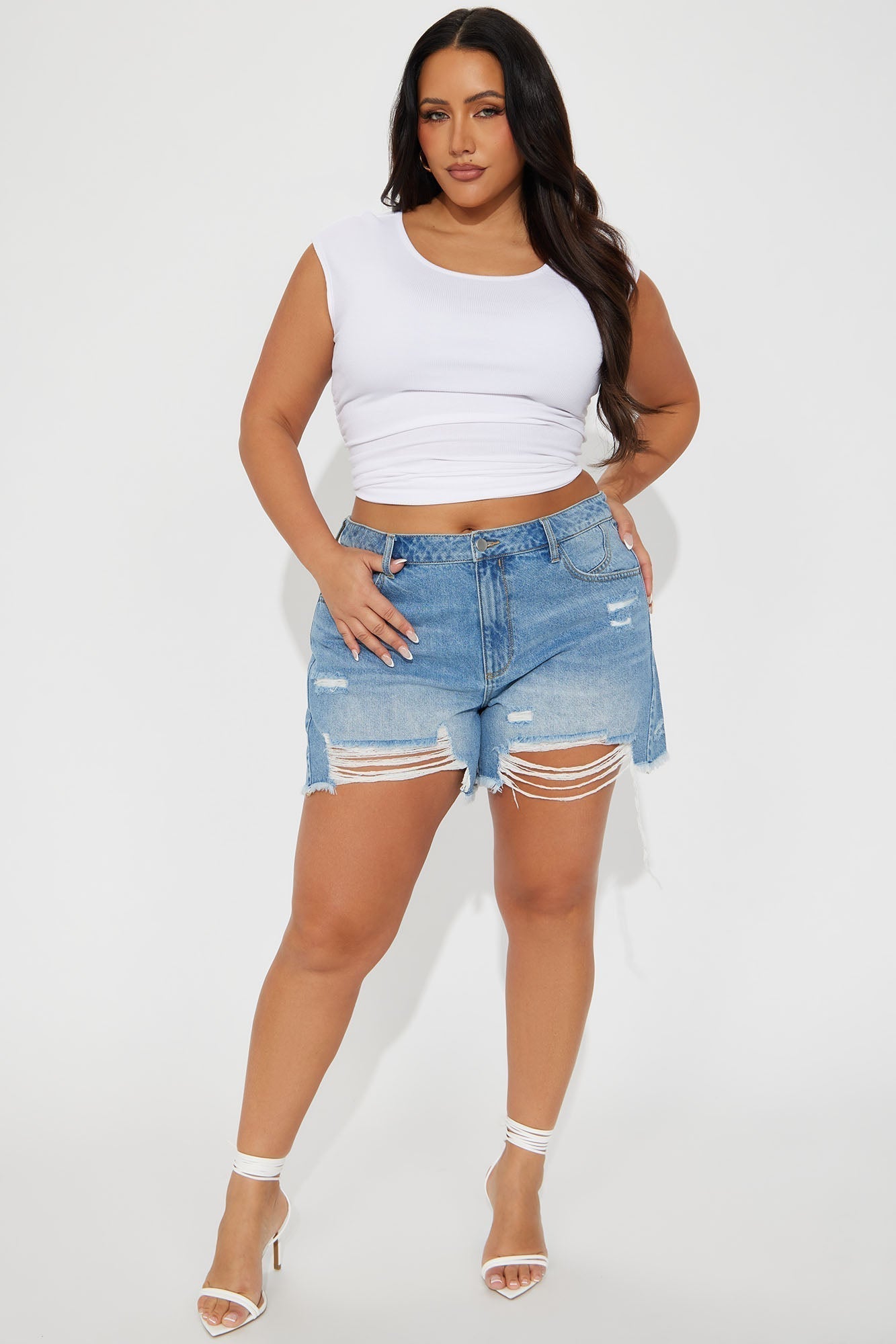 Cant Resist Ripped Denim Shorts - Medium Wash