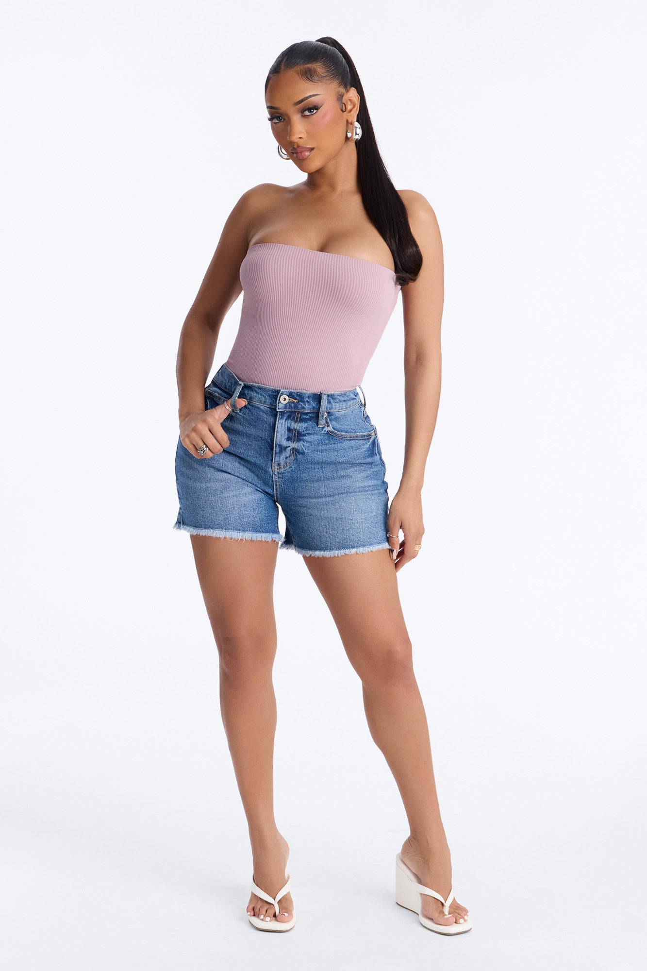 Kaleigh Stretch Denim Shorts - Dark Wash