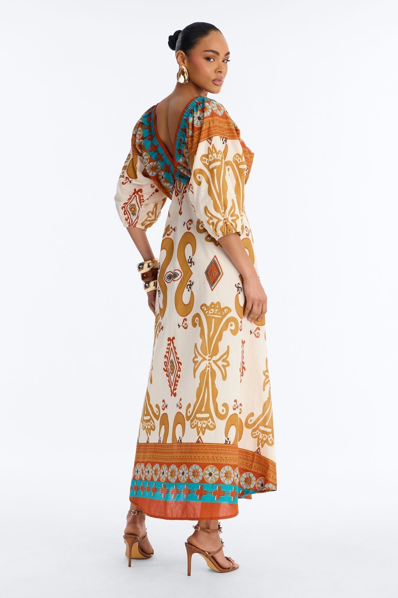 Kayla Printed Maxi Dress - Ivory/combo