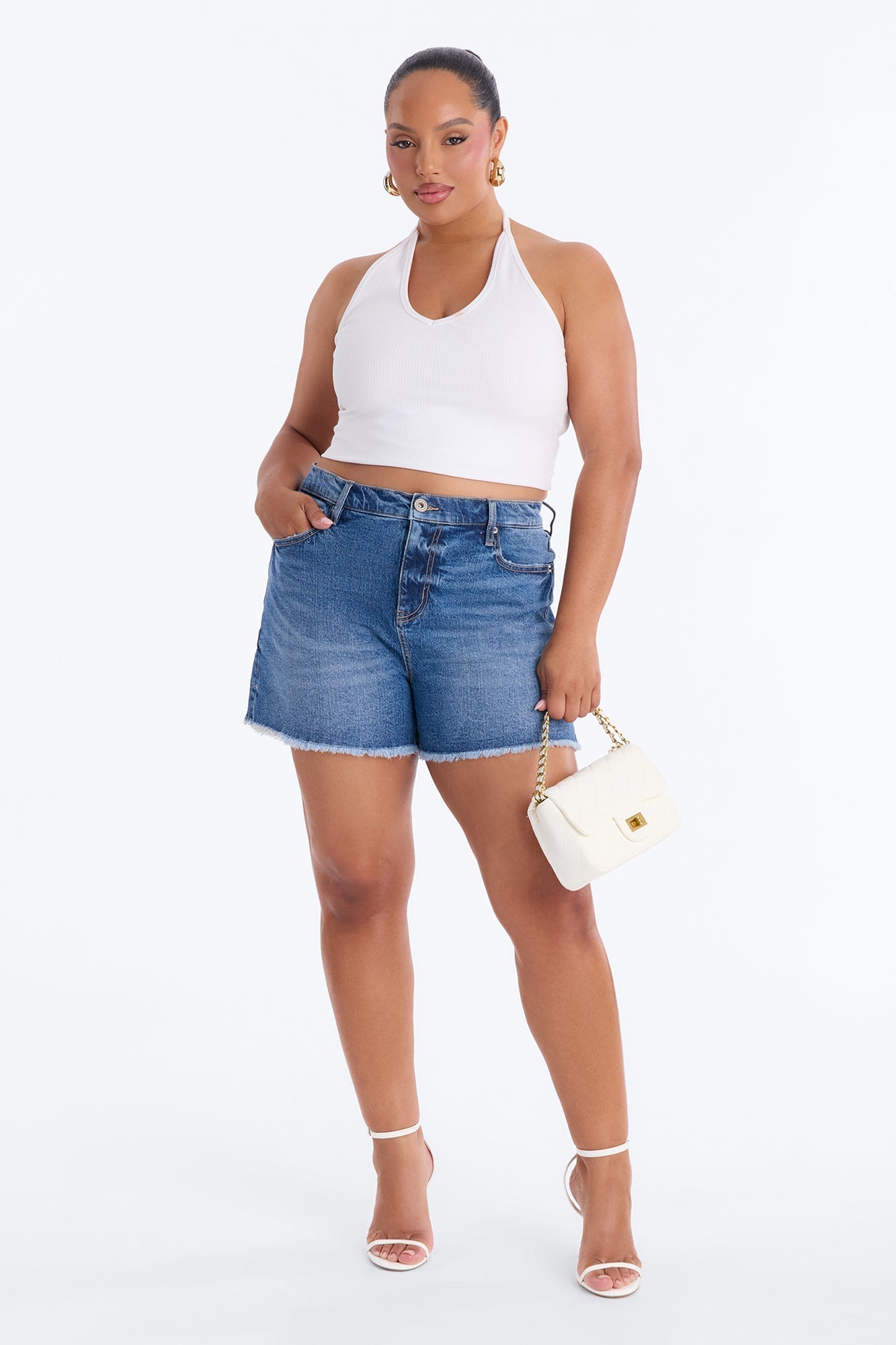 Kaleigh Stretch Denim Shorts - Dark Wash