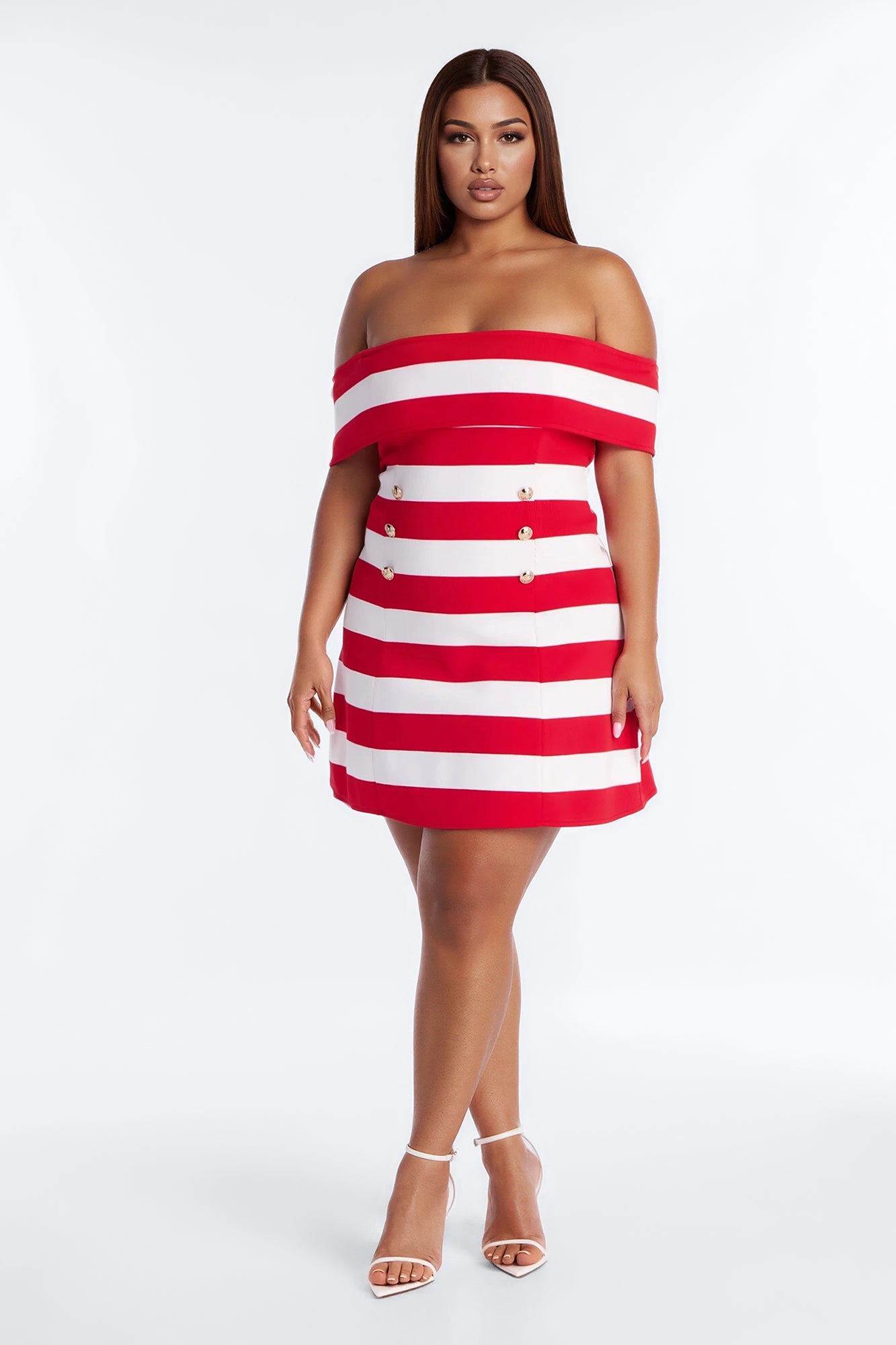 Sawyer Striped Bandage Mini Dress - Red/White