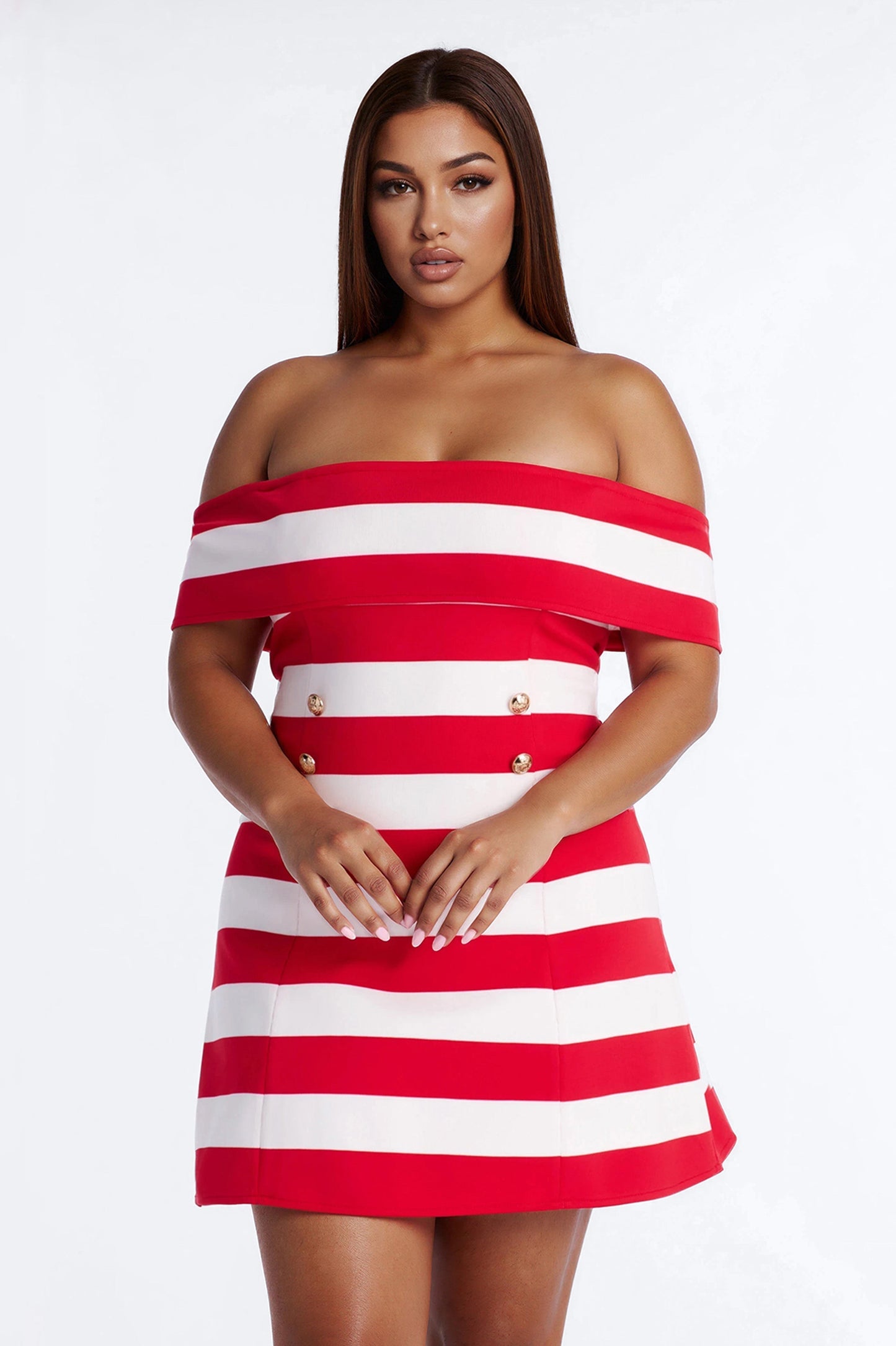 Sawyer Striped Bandage Mini Dress - Red/White