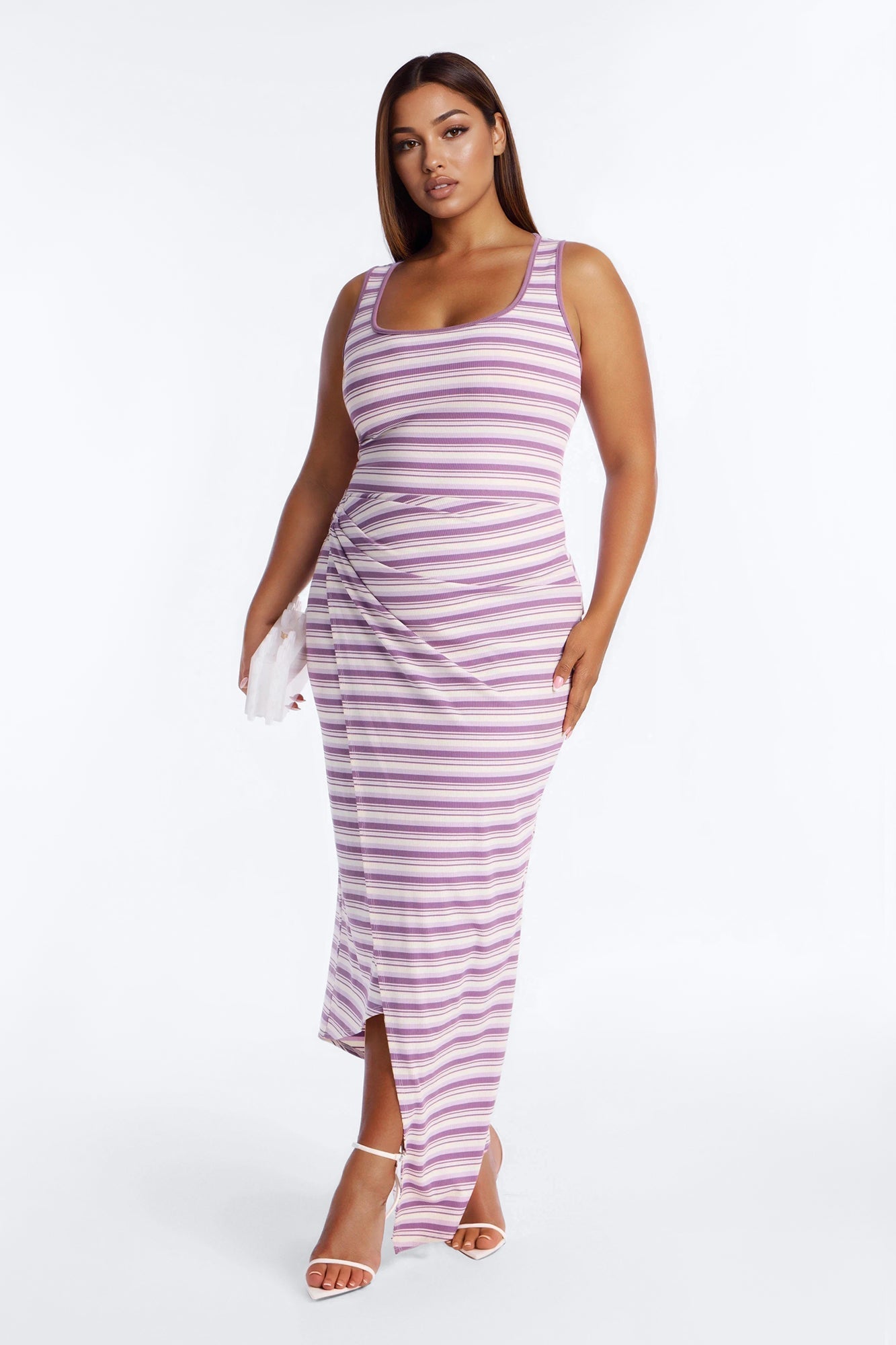 Rayna Striped Ribbed Maxi Dress - Purple