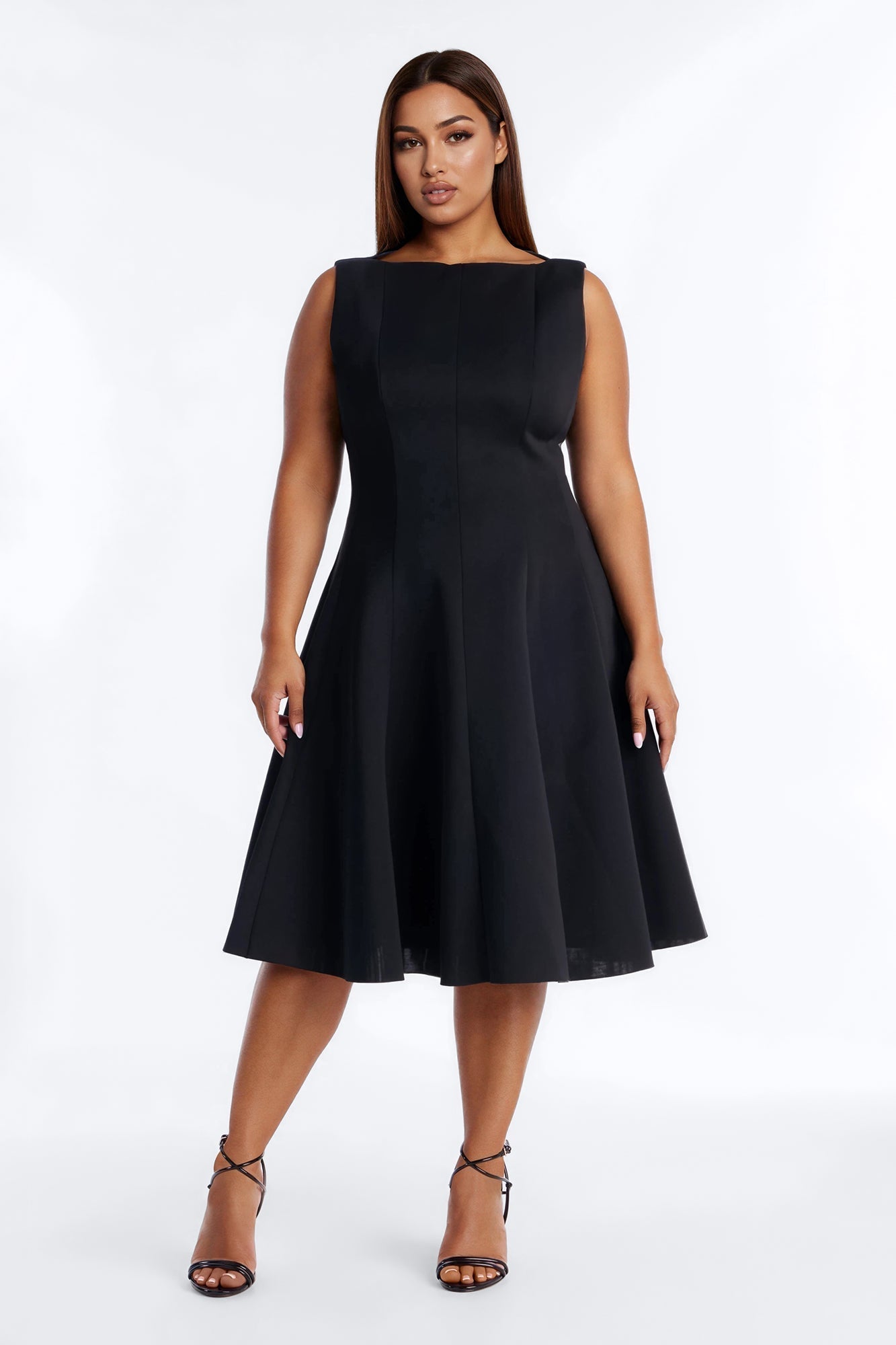 Petite Sweet Sunday Pleated Midi Dress - Black