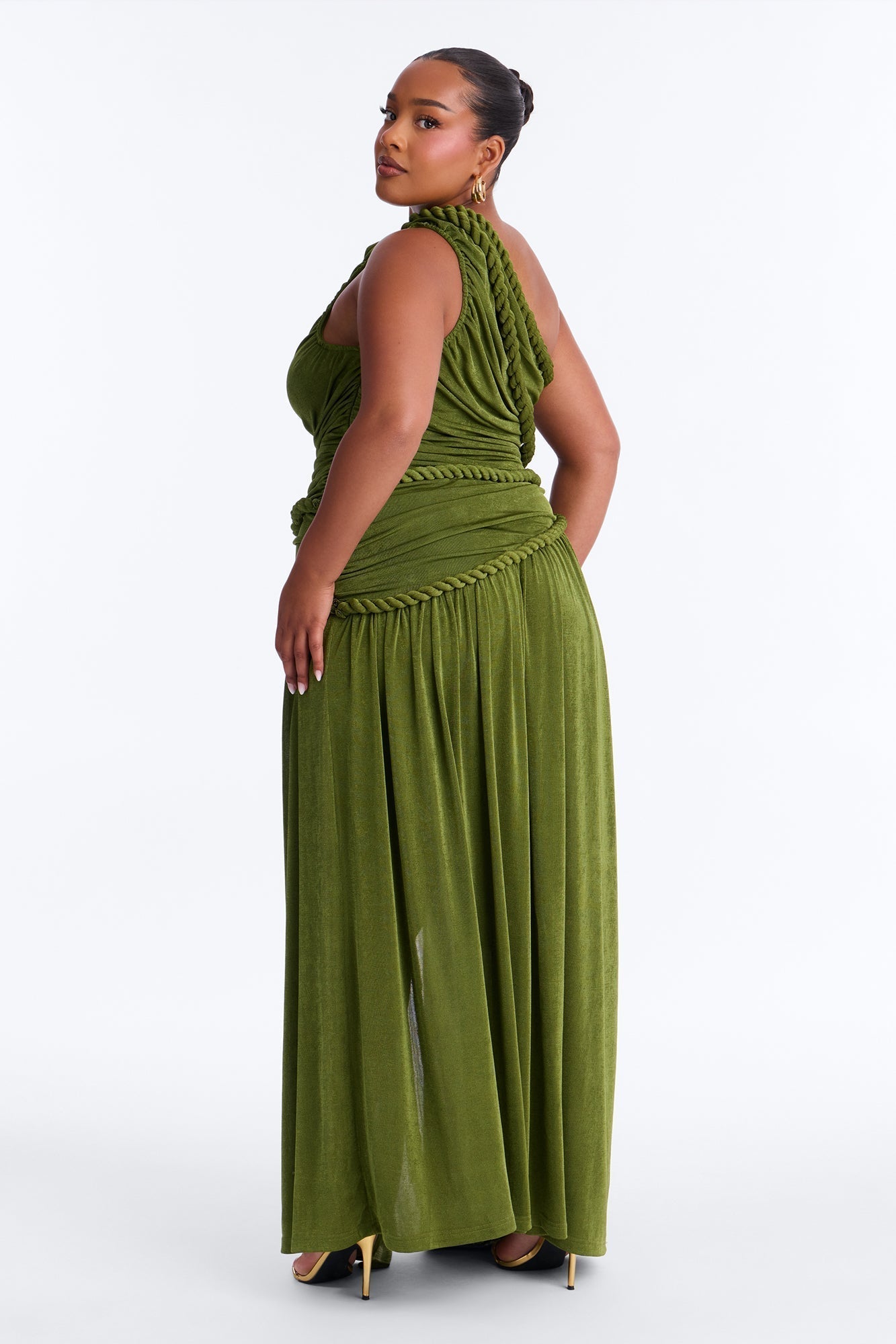 Corina Twist Slinky Maxi Dress - Olive