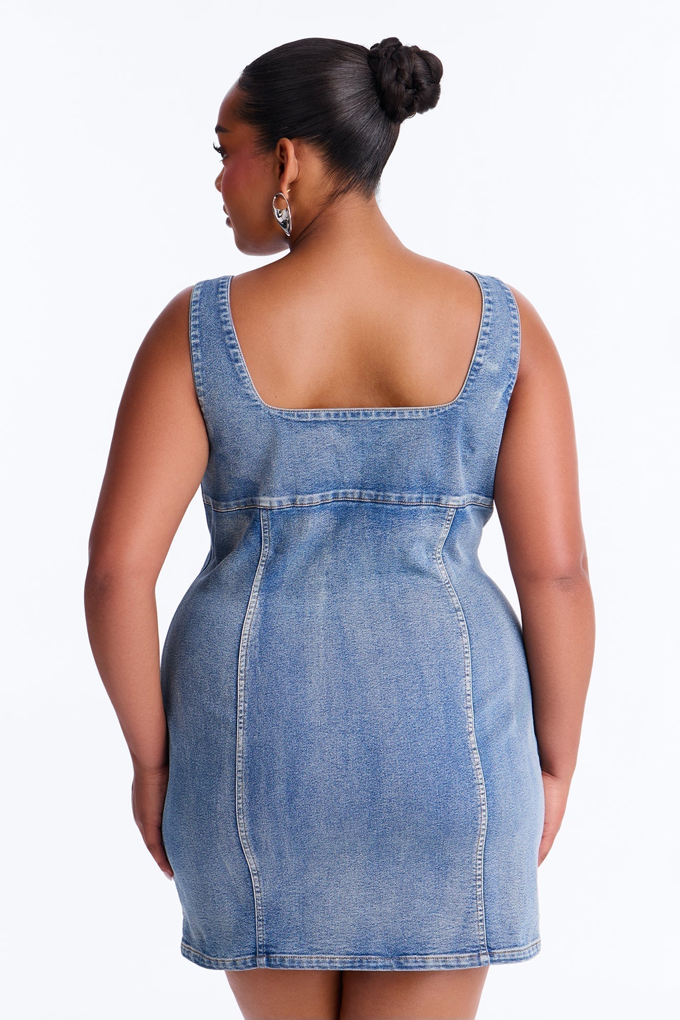 What A Gem Rhinestone Denim Mini Dress - Denim