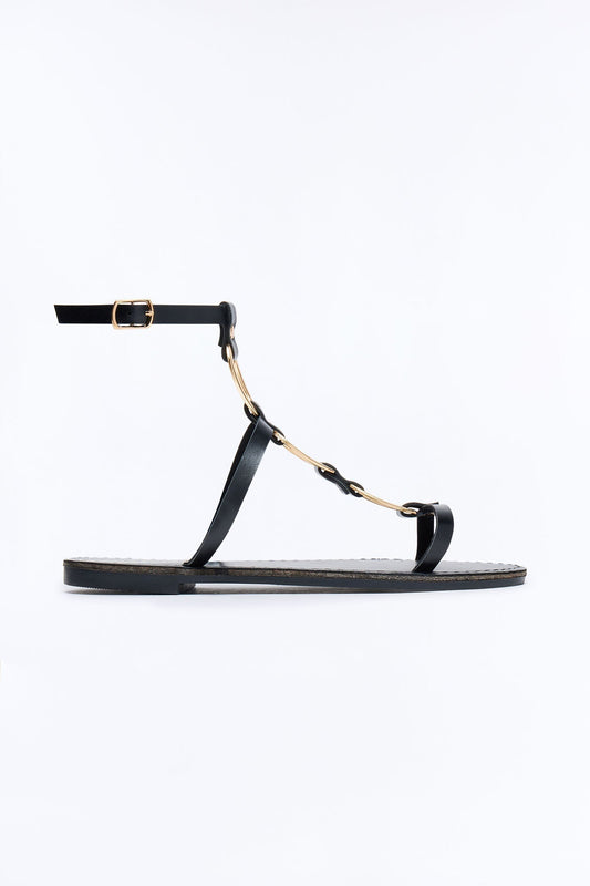AJ Hardware Ankle Strap Sandals - Black