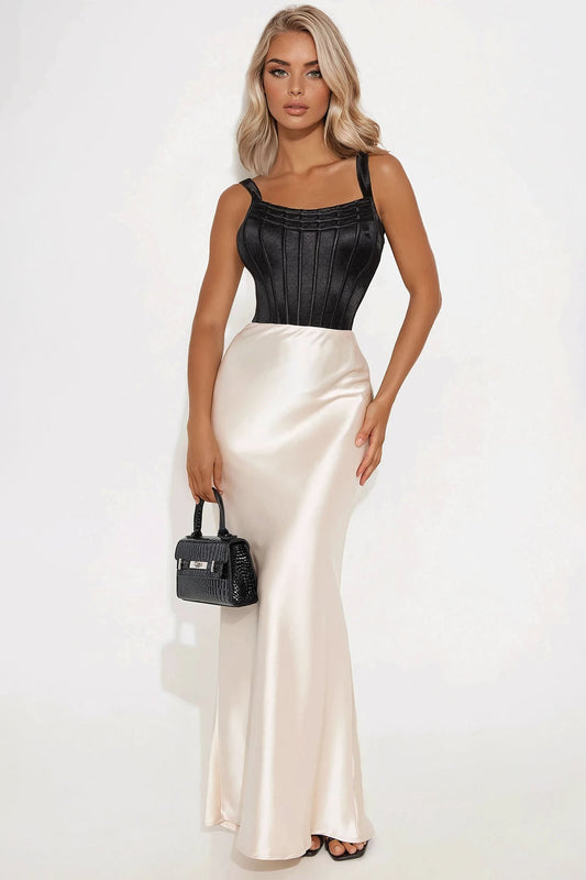 Aurora Satin Maxi Skirt - Cream